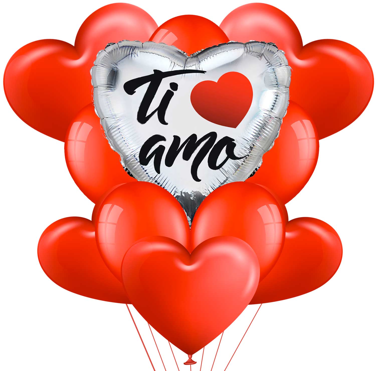 Palloncino a cuore Ti Amo argento in mylar 18'' - Nonsoloinformatica