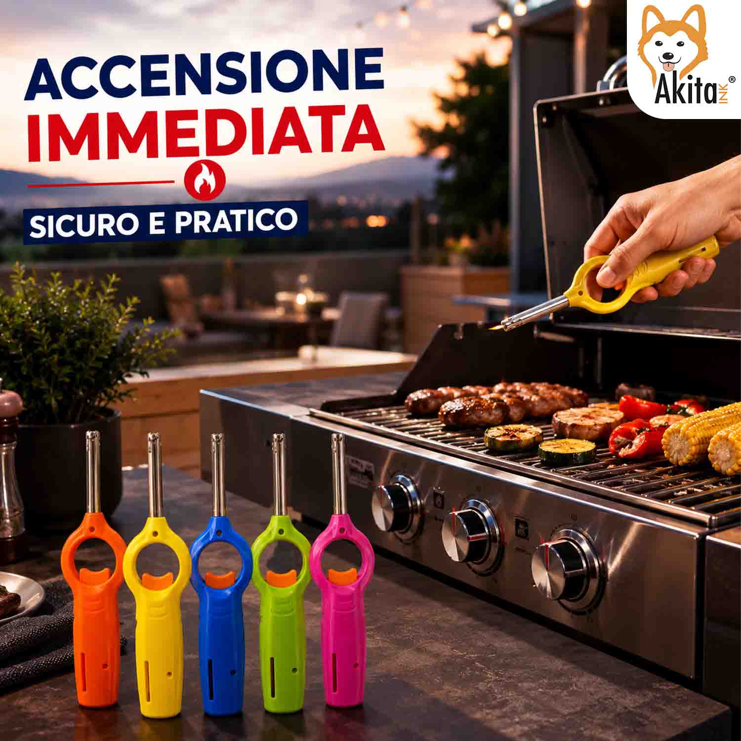 Set 5 Accendigas Ricaricabili Presa Ergonomica Rotonda foto 3