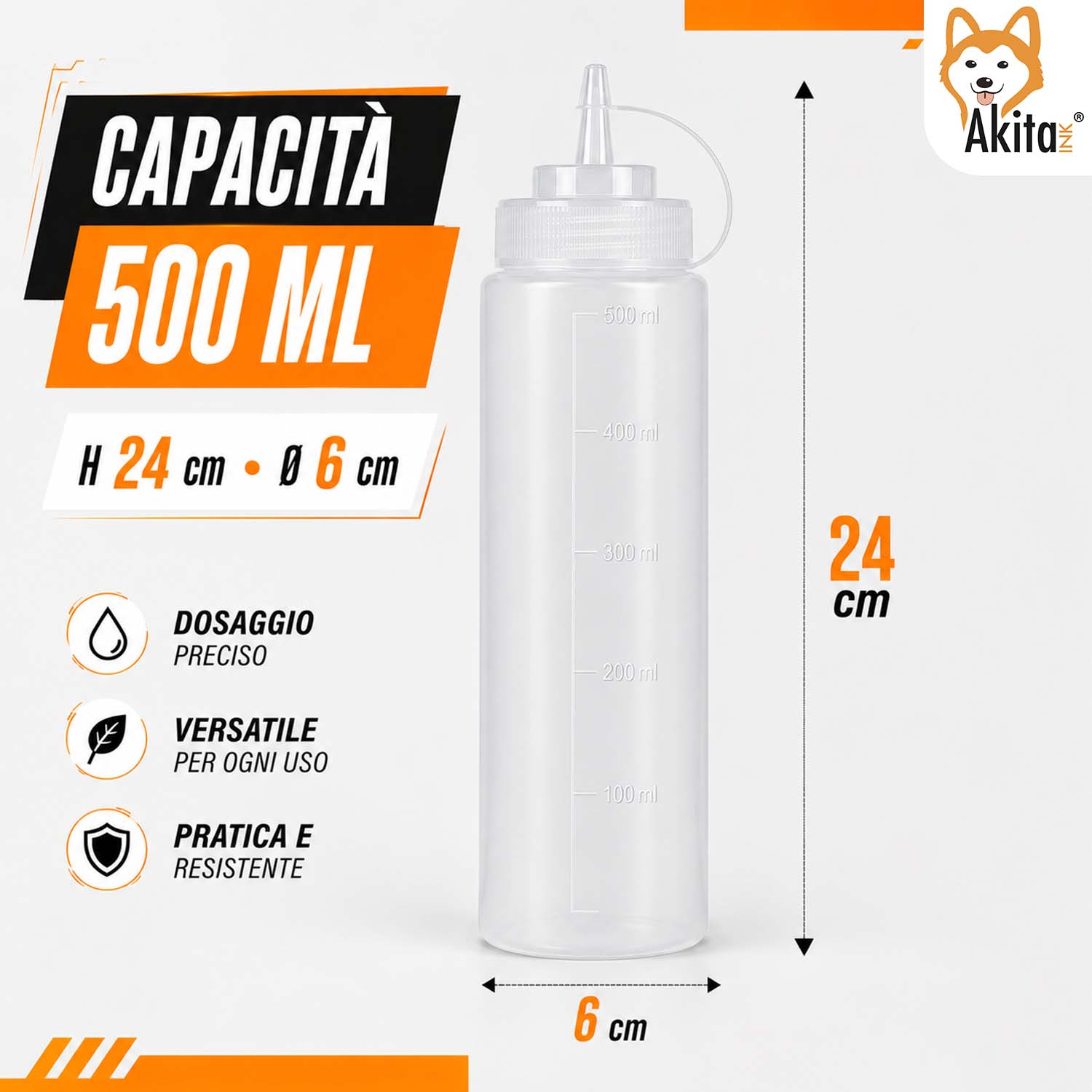 Set 4 Bottiglie Squeeze per Salse 500 ml Dosatrici foto 5