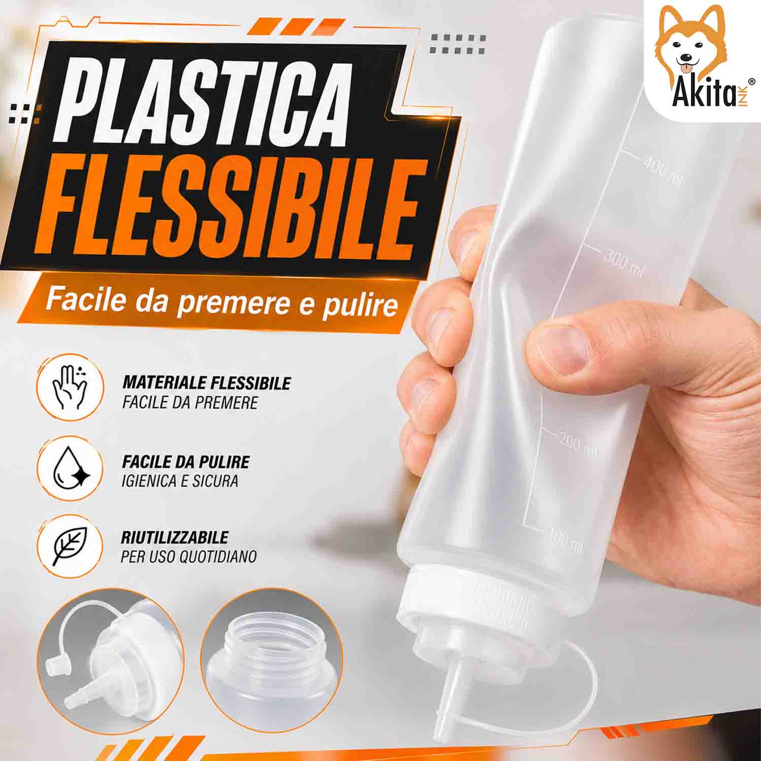 Set 4 Bottiglie Squeeze per Salse 500 ml Dosatrici foto 6