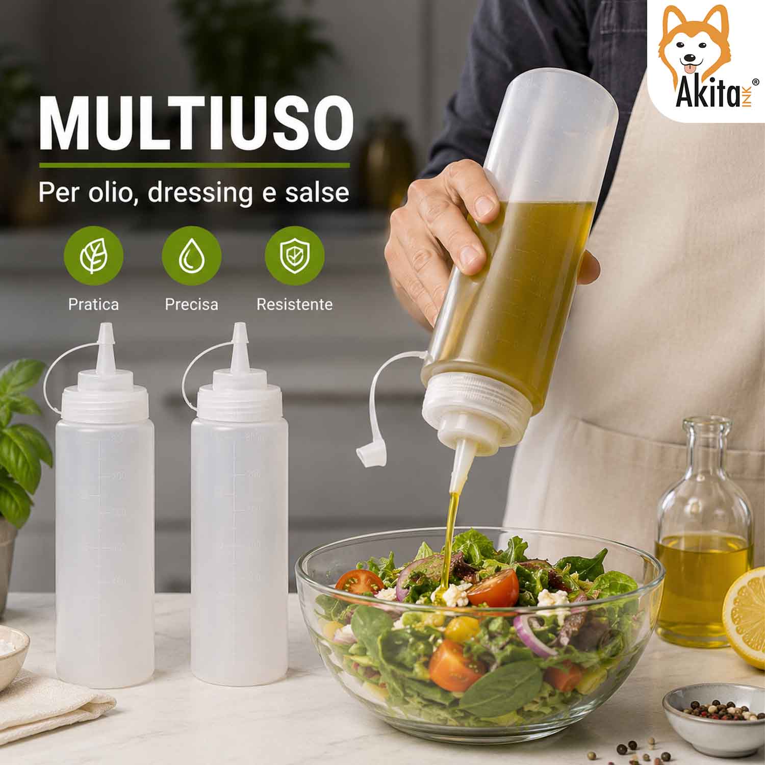 Set 4 Bottiglie Squeeze per Salse 800 ml Dosatrici foto 4
