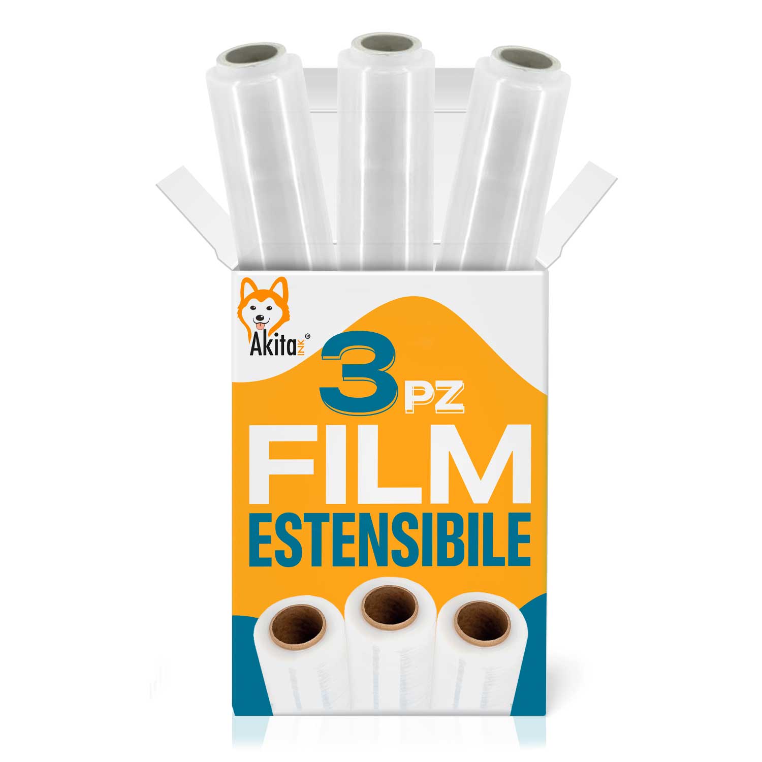 3 pz film estensibile trasparente multiuso per spedizioni e traslochi 2,4 kg.