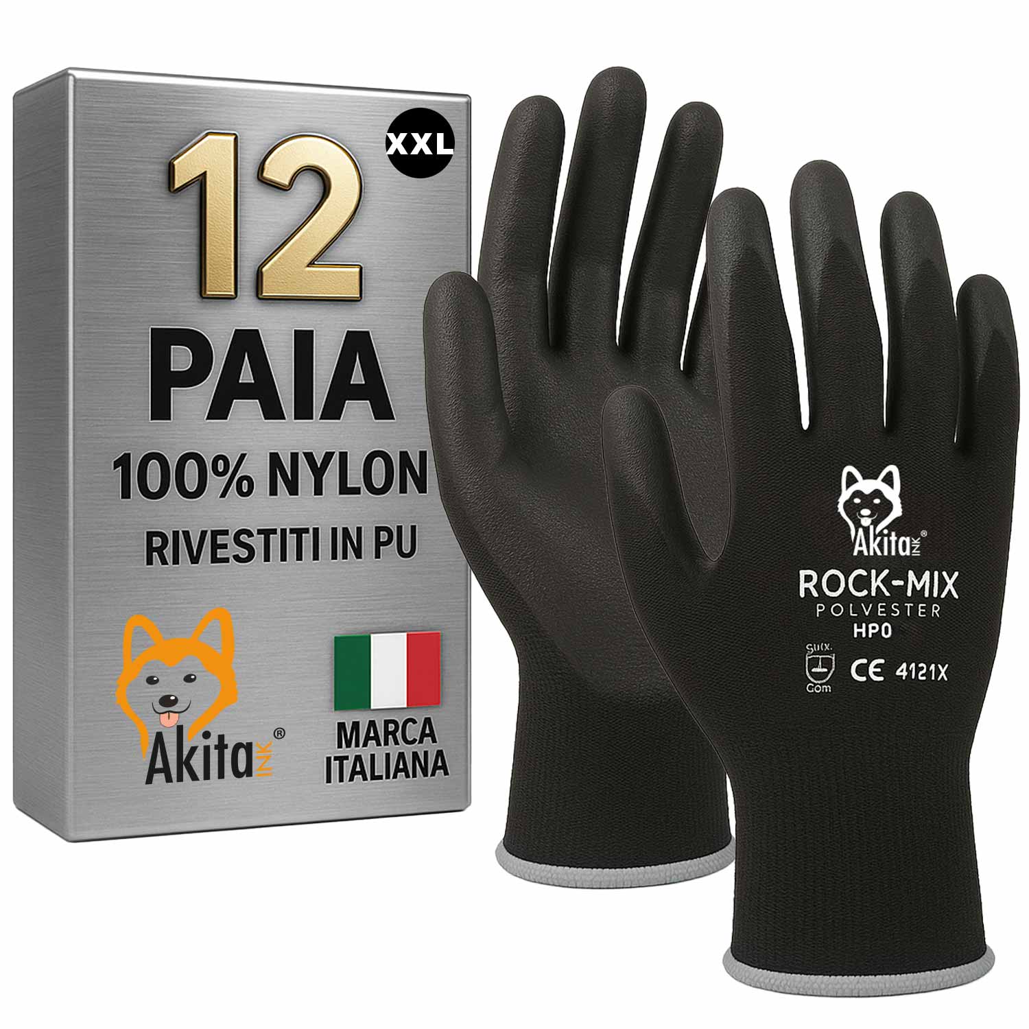 Guanti protettivi da lavoro 12 paia nylon pu taglia 11-xxl.