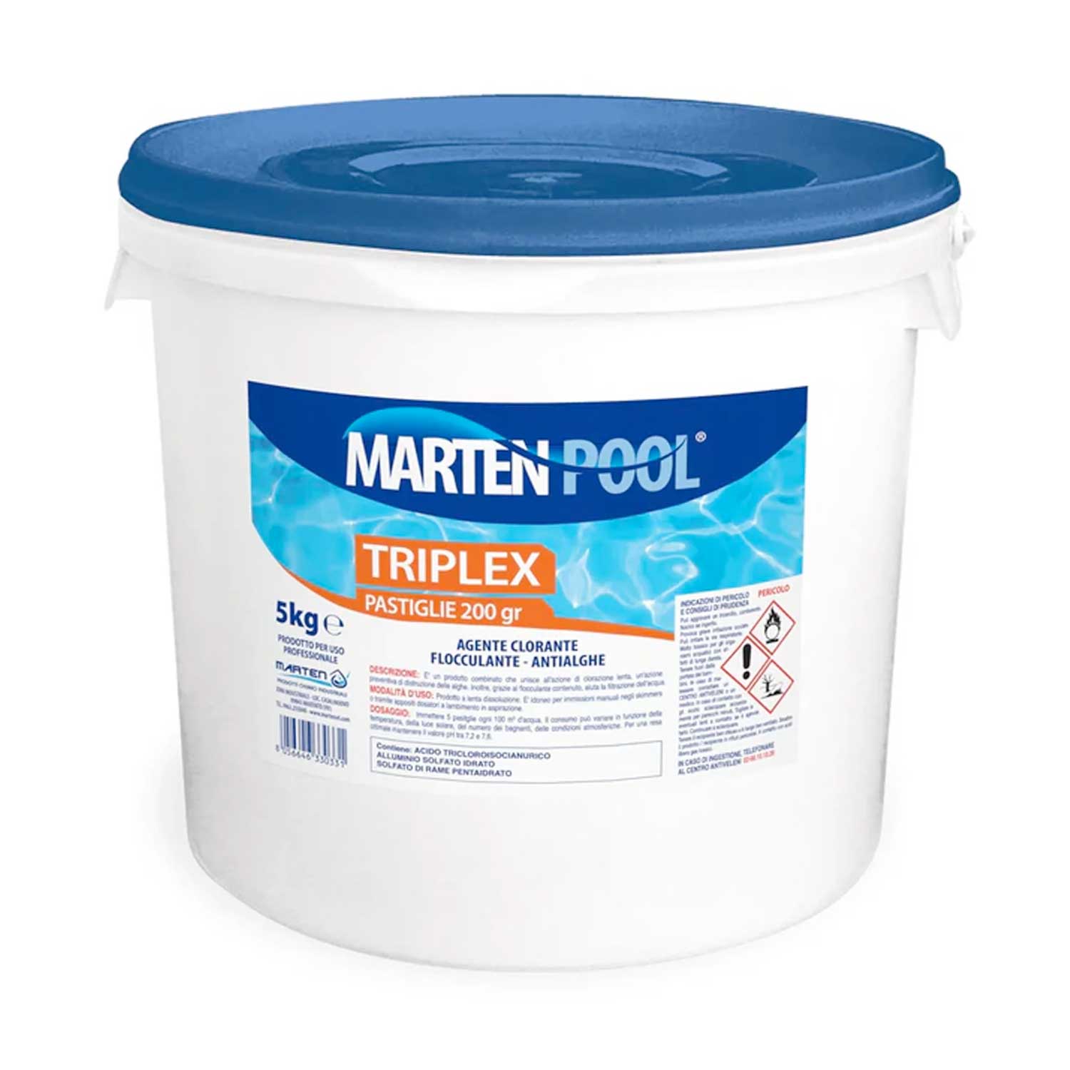 Triplex Pastiglie 3 in 1 MARTEN – 5kg | Cloro Antialga da 200g per Piscina foto 2