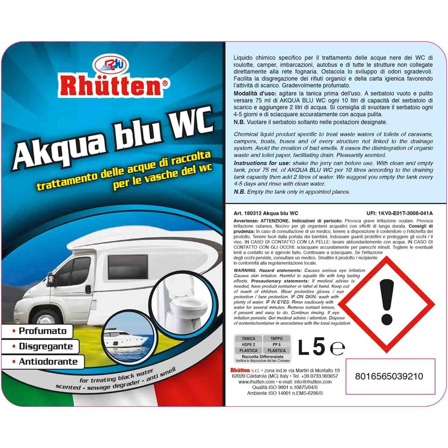 Disgregante WC Camper Akqua Blu 5 L per Acque Nere foto 6