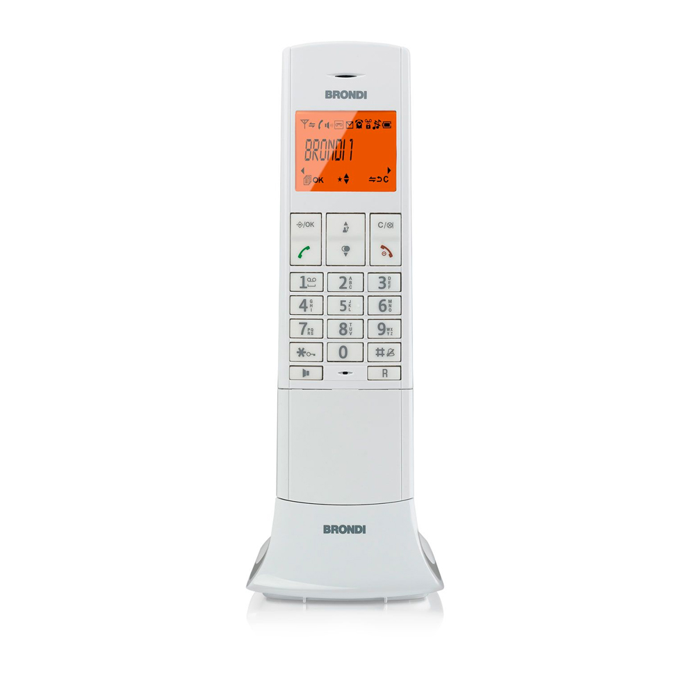 Telefono cordless lemure bianco con vivavoce sveglia 20 memorie 10 suonerie