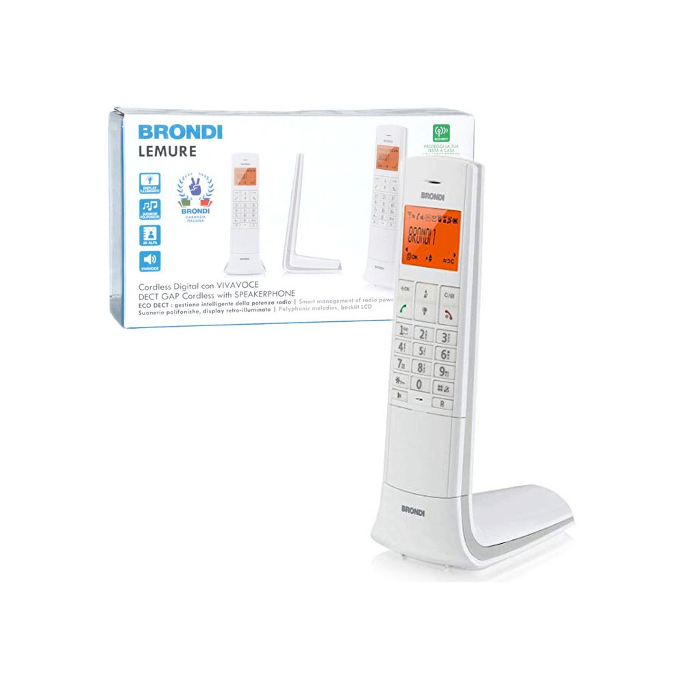 Telefono cordless Lemure bianco con vivavoce sveglia 20 memorie 10 suonerie foto 3