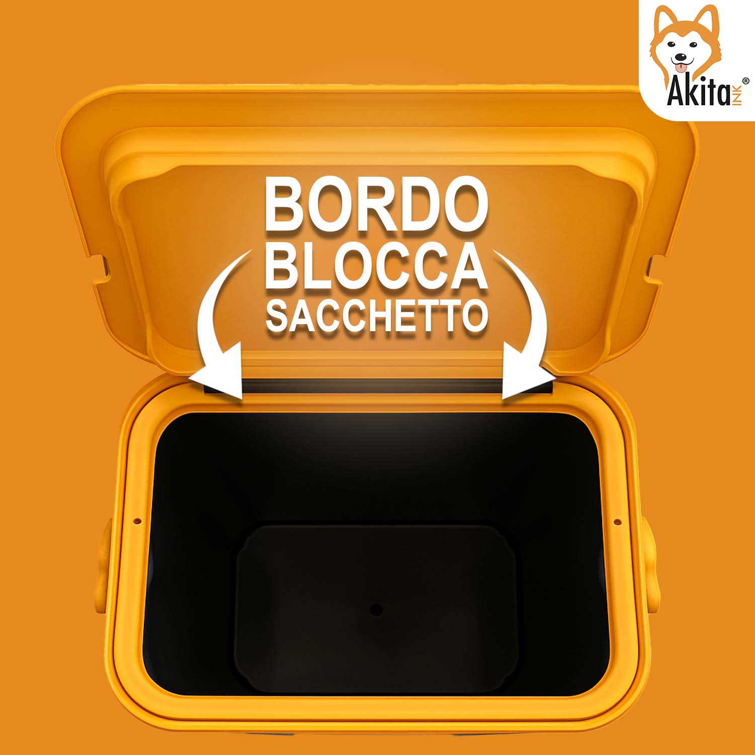 AkitaInk Pattumiera 10L Moda Nero - Ambra con Manico foto 6