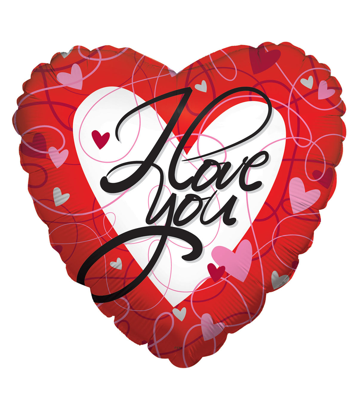 Palloncino a cuore Rosso con testo I Love You nero 36