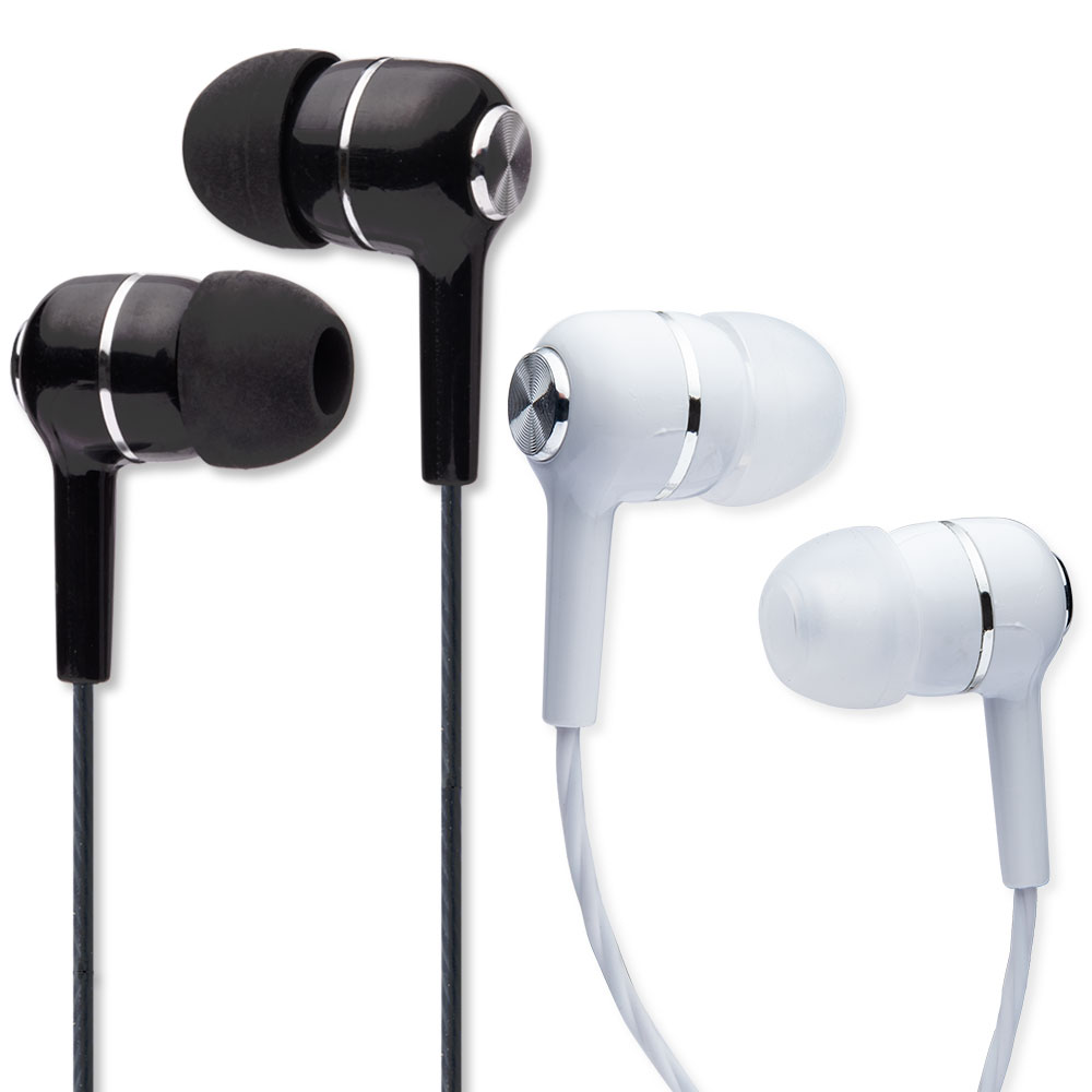 2 auricolari bianco/nero in-ear con microfono isolamento del rumore antigroviglio 3,5mm.