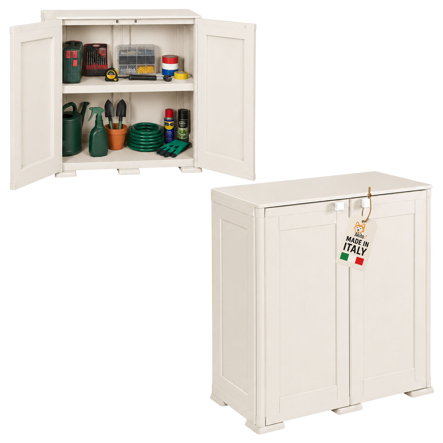 Akitaink armadio simplex basso 1 ripiano panna.