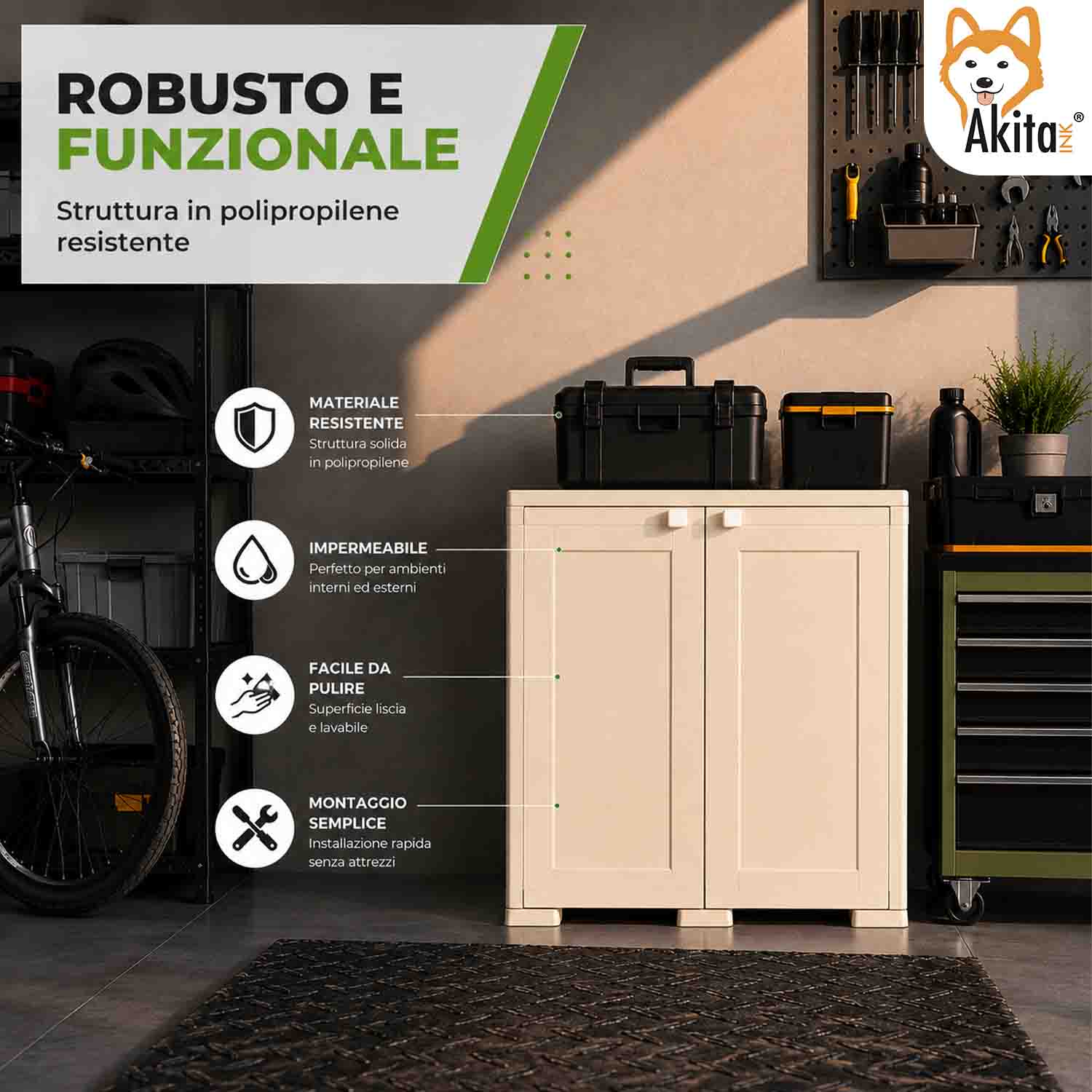 Akitaink Armadio Simplex Basso 1 Ripiano Panna foto 4