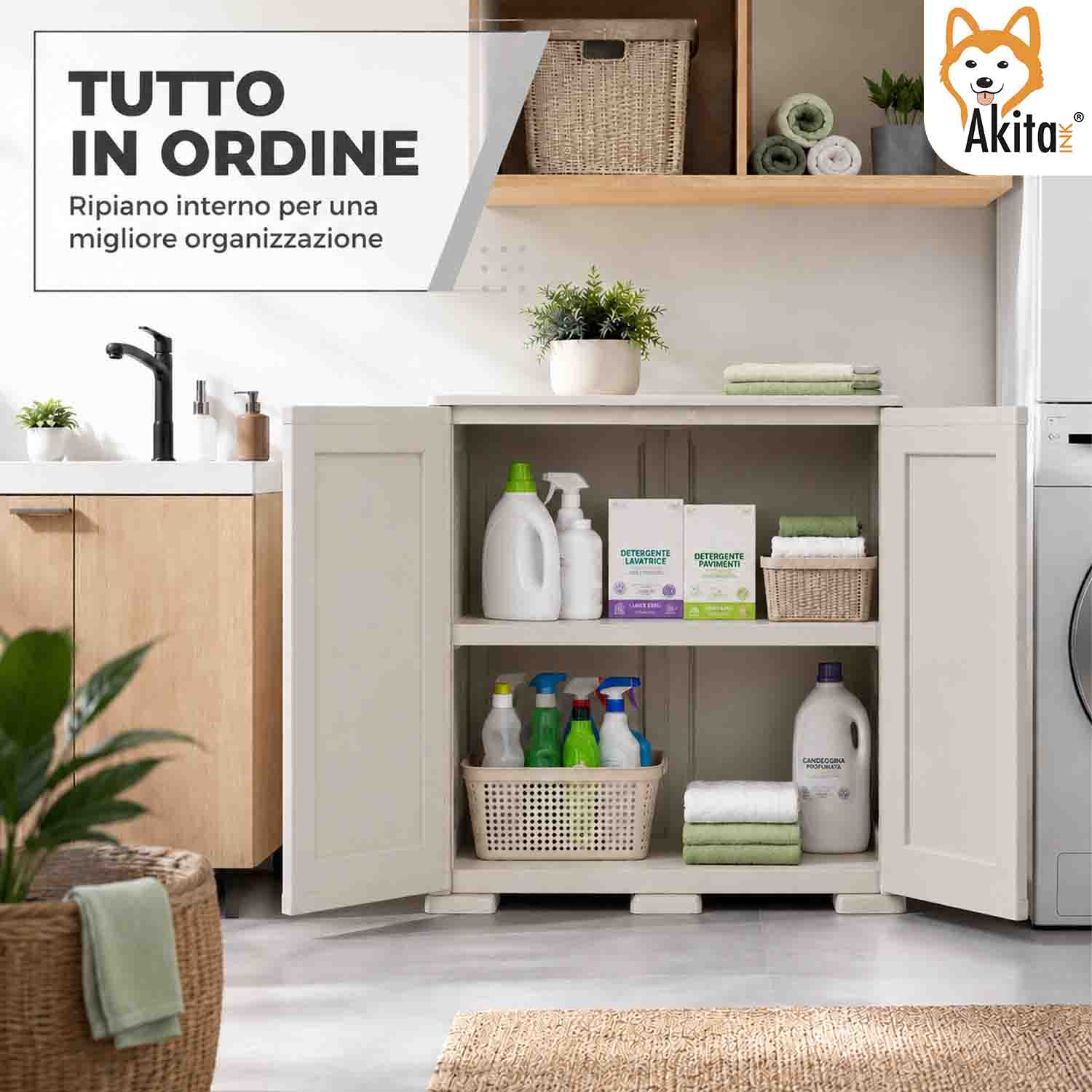 Akitaink Armadio Simplex Basso 1 Ripiano Panna foto 5