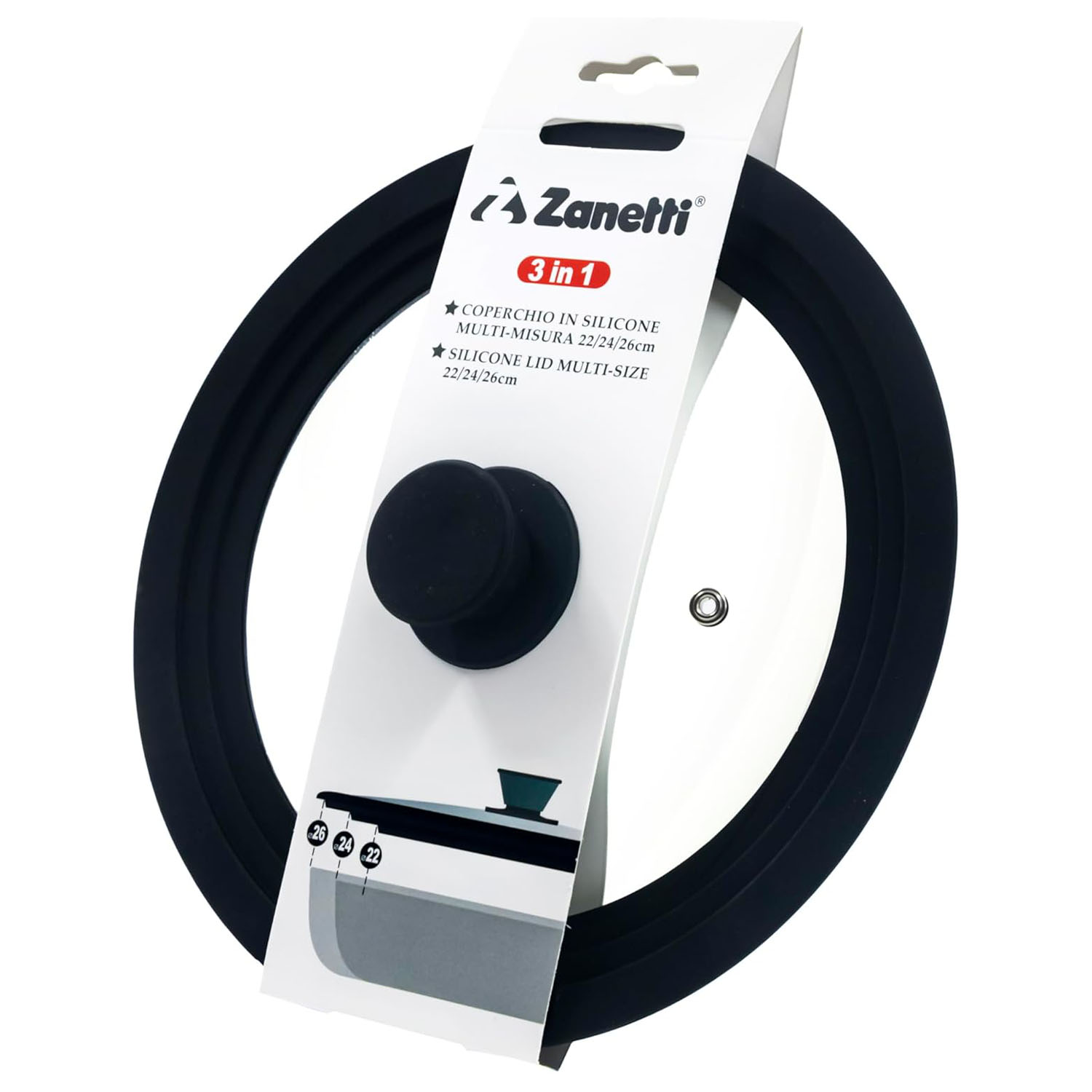 Coperchio universale vetro silicone 28 30 32 cm.