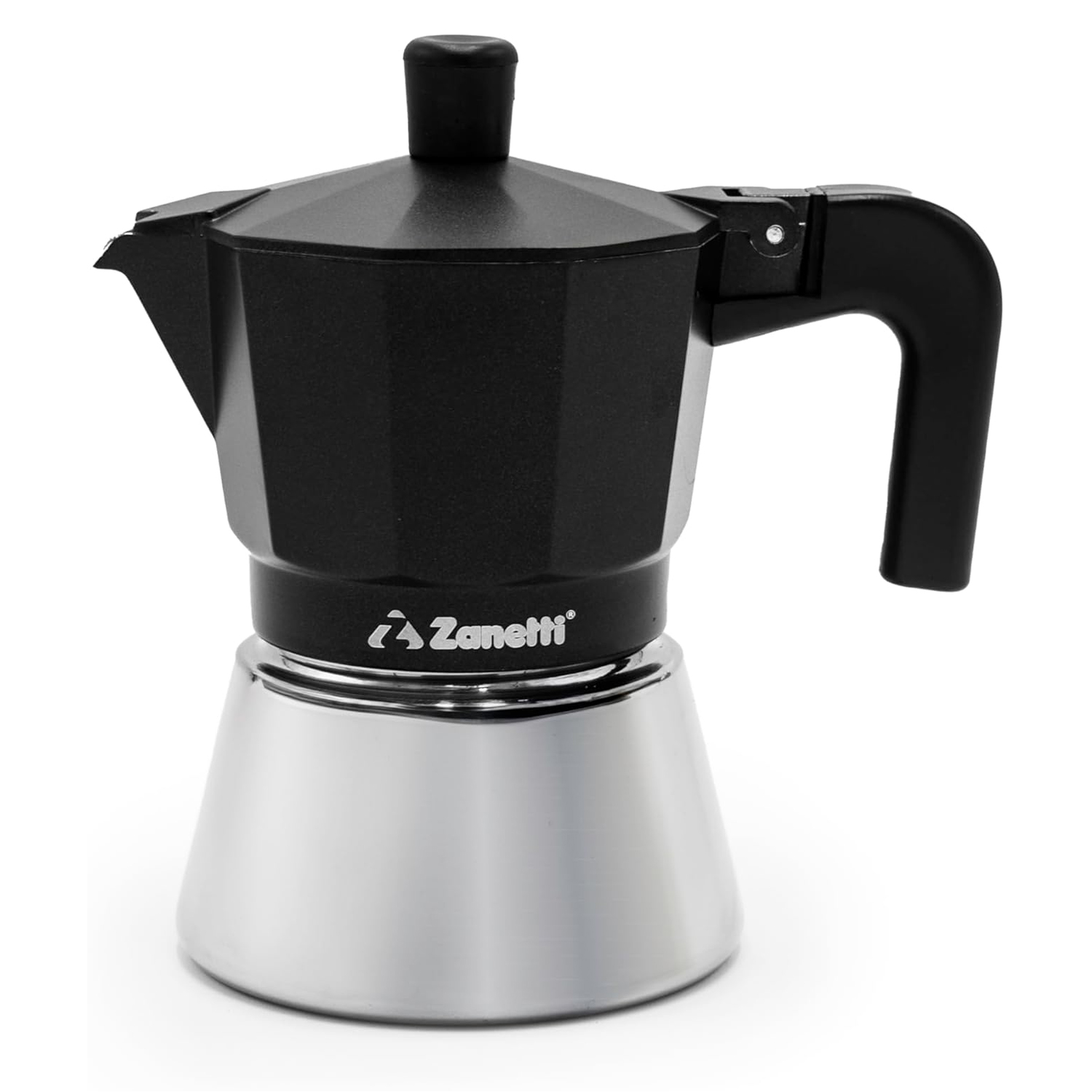 Moka zanetti 3 tazze induzione in acciaio inox nero.