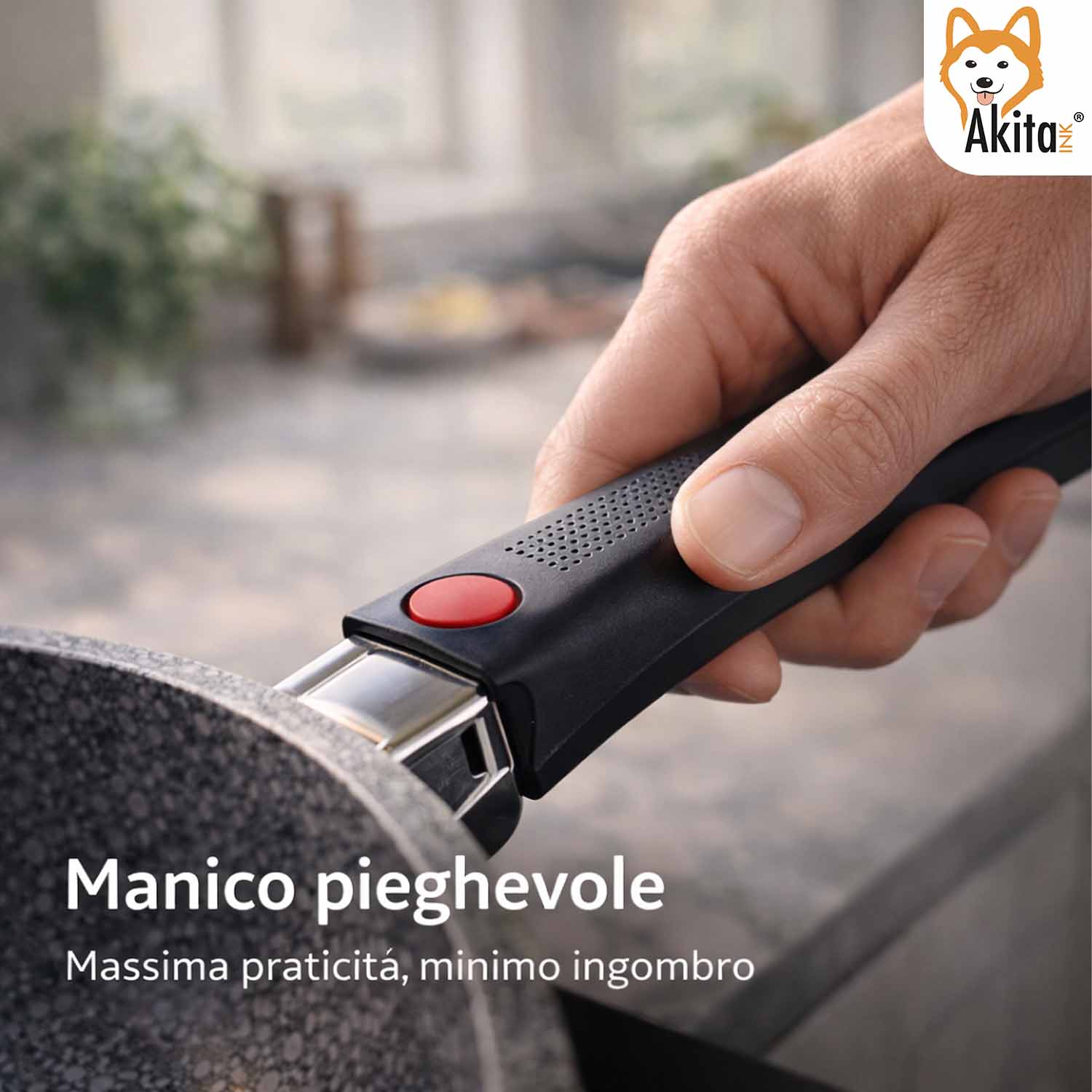 Padella Cuore di Pietra 30 cm Induzione Manico Pieghevole foto 6
