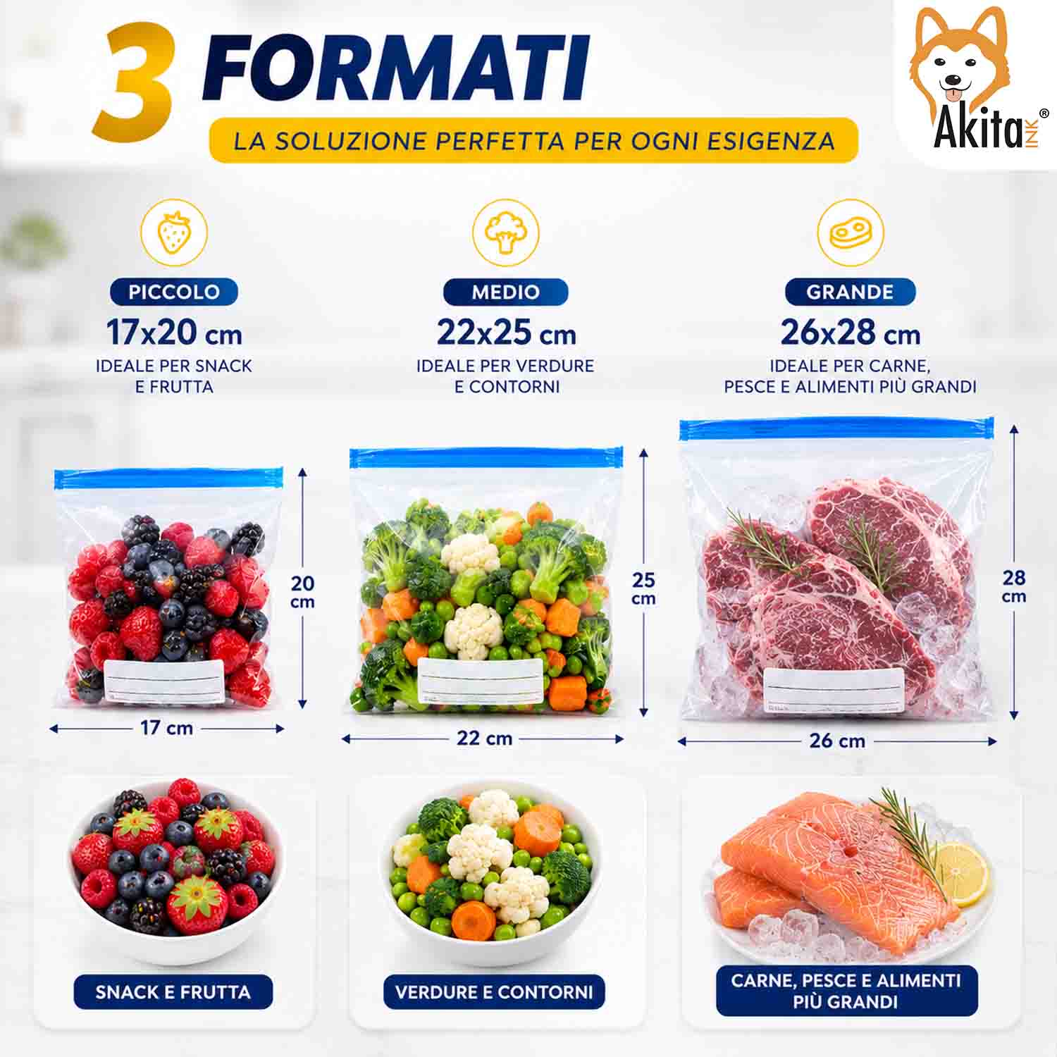 Sacchetti Freezer Zip 60 Pz Misure Assortite foto 5