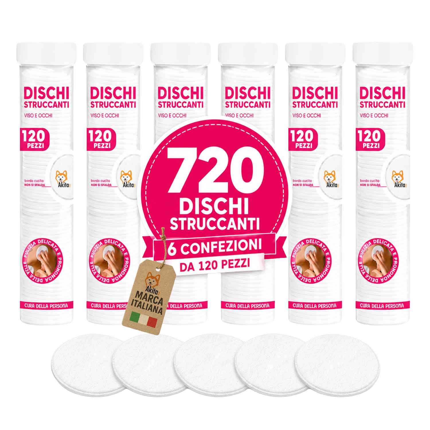 720 dischetti struccanti cotone 6 confezioni.