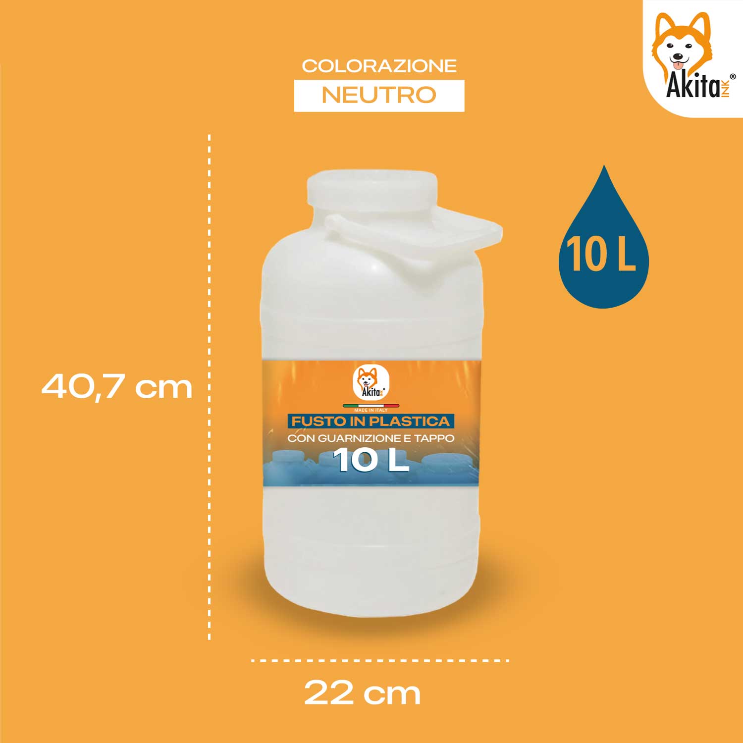 Fusto plastica 10 litri bocca larga con Guarnizione e Tappo foto 3