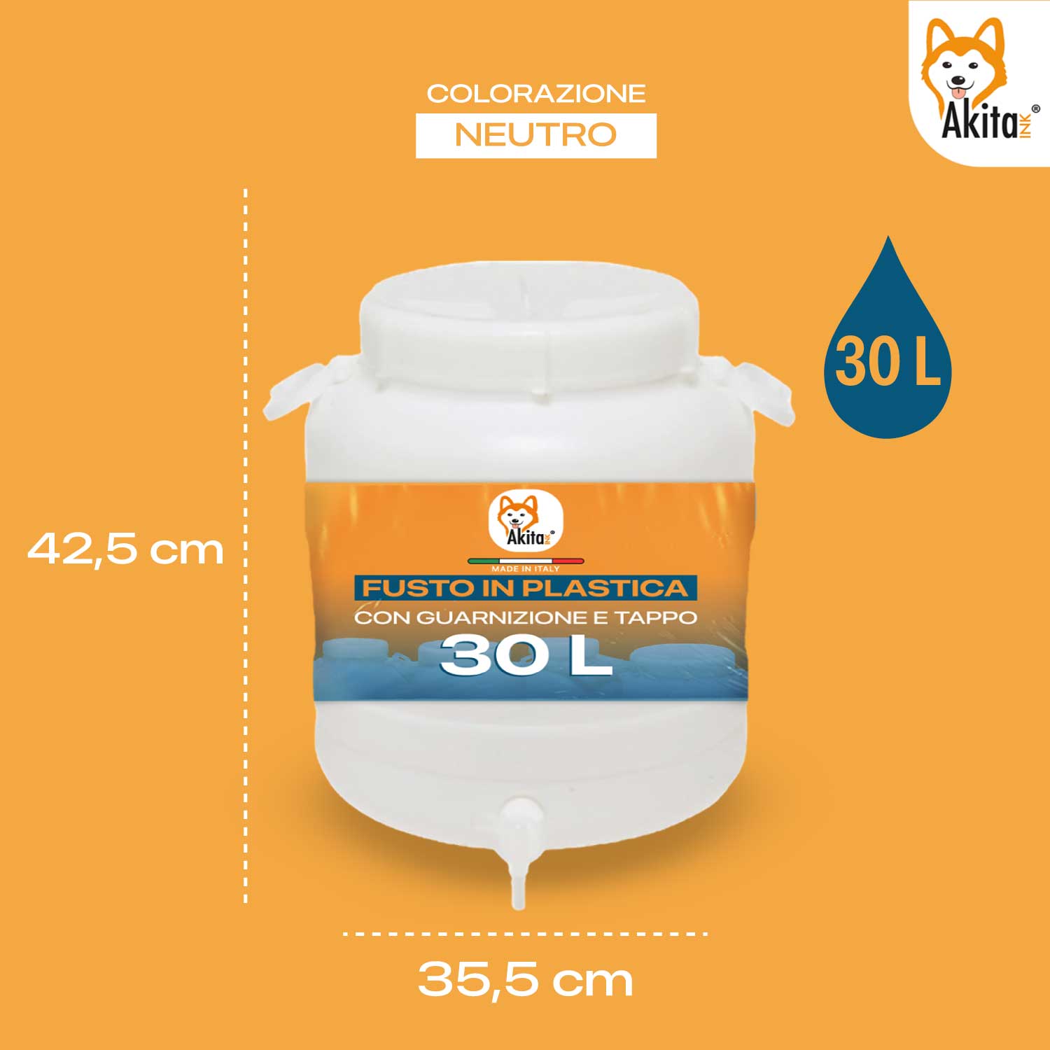 Fusto Plastica 30L Bocca Larga con Tappo e Guarnizione foto 3