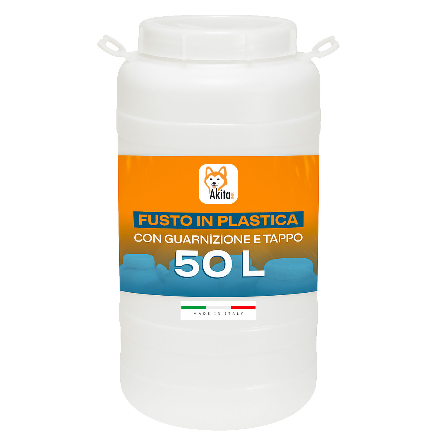 Fusto Plastica 50L Bocca Larga con Tappo e Guarnizione foto 2