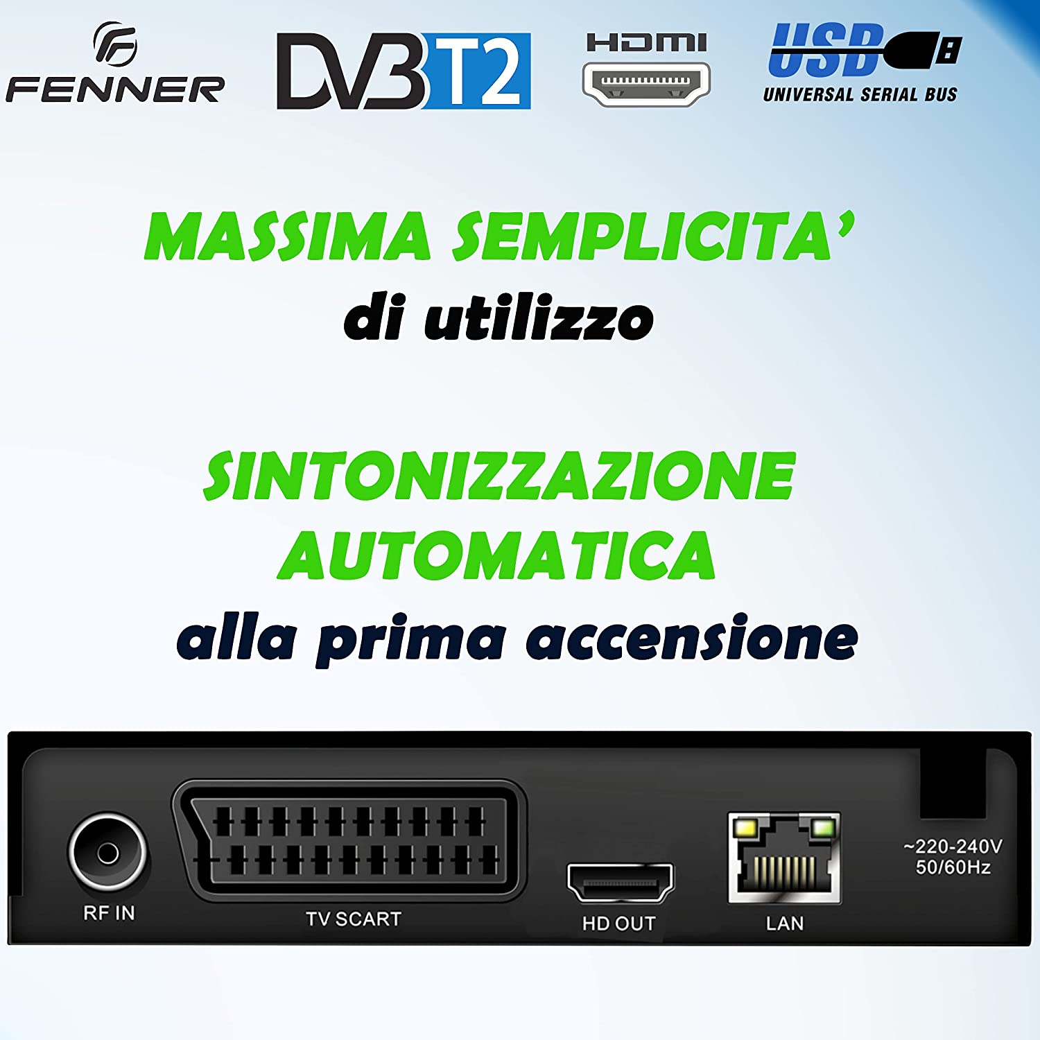 Decoder DVB-T2 HD 1080p Digitale terrestre autosintonizzazione HDMI HEVC H265 foto 3