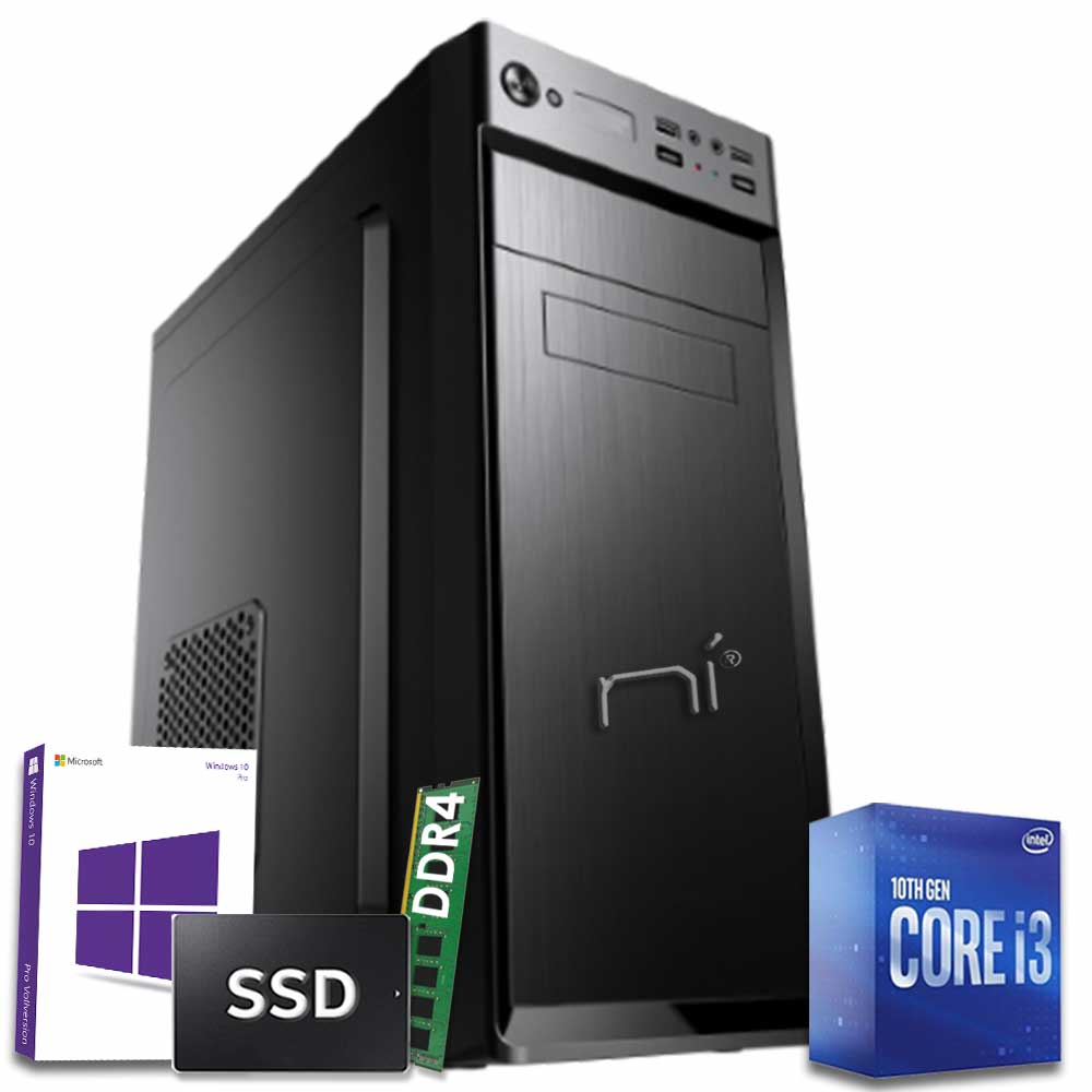 Pc Desktop Intel i3-10100 8gb ram ddr4 ssd 480gb Windows 10 licenziato WiFi HDMI foto 2