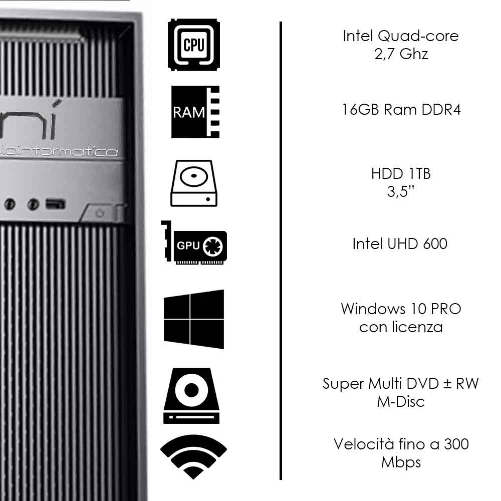 Pc fisso 3 monitor intel quad-core 16gb ram 1 tb hard disk windows 10 licenziato foto 3