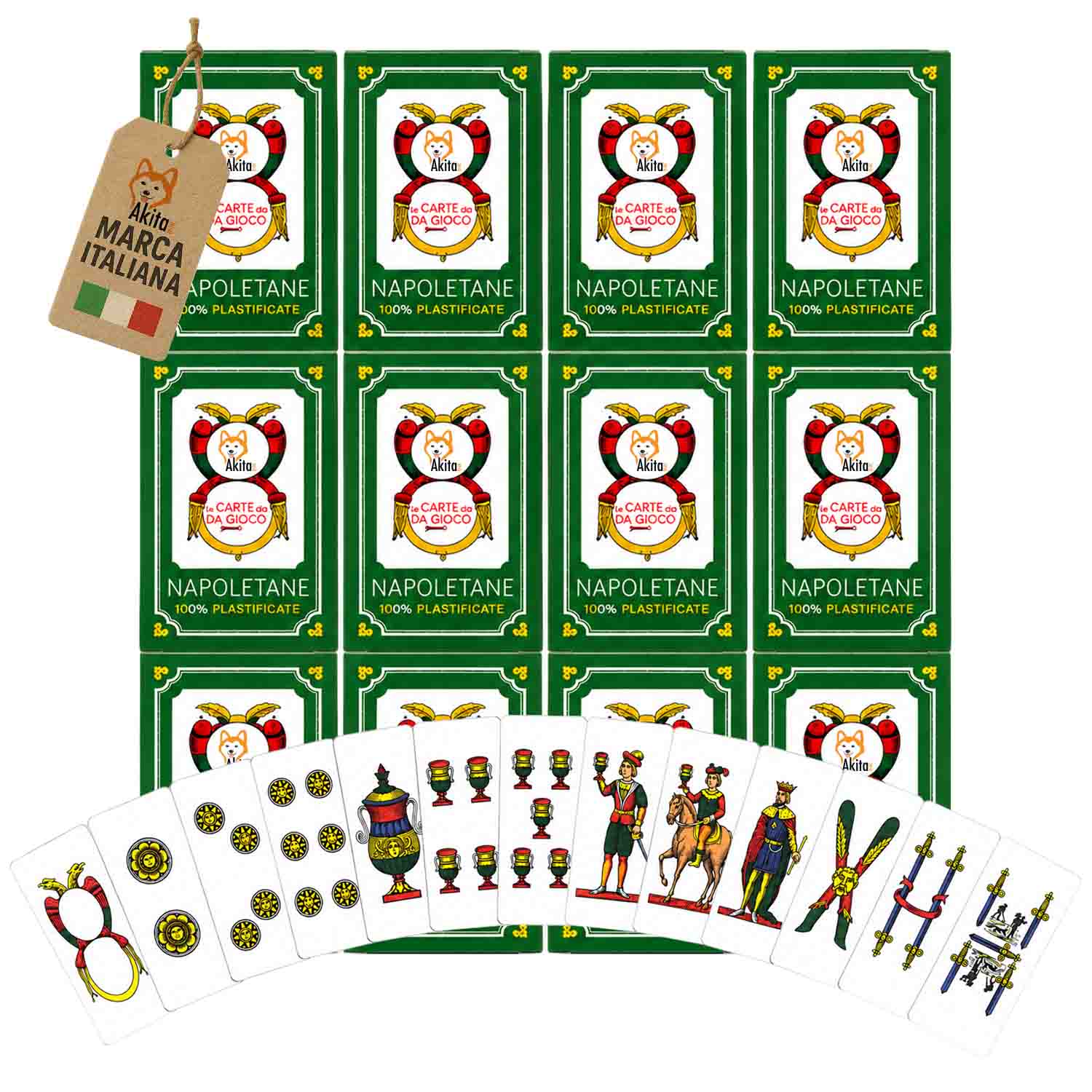 Akitaink 12 Mazzi Carte Napoletane Plastificate da Gioco foto 2
