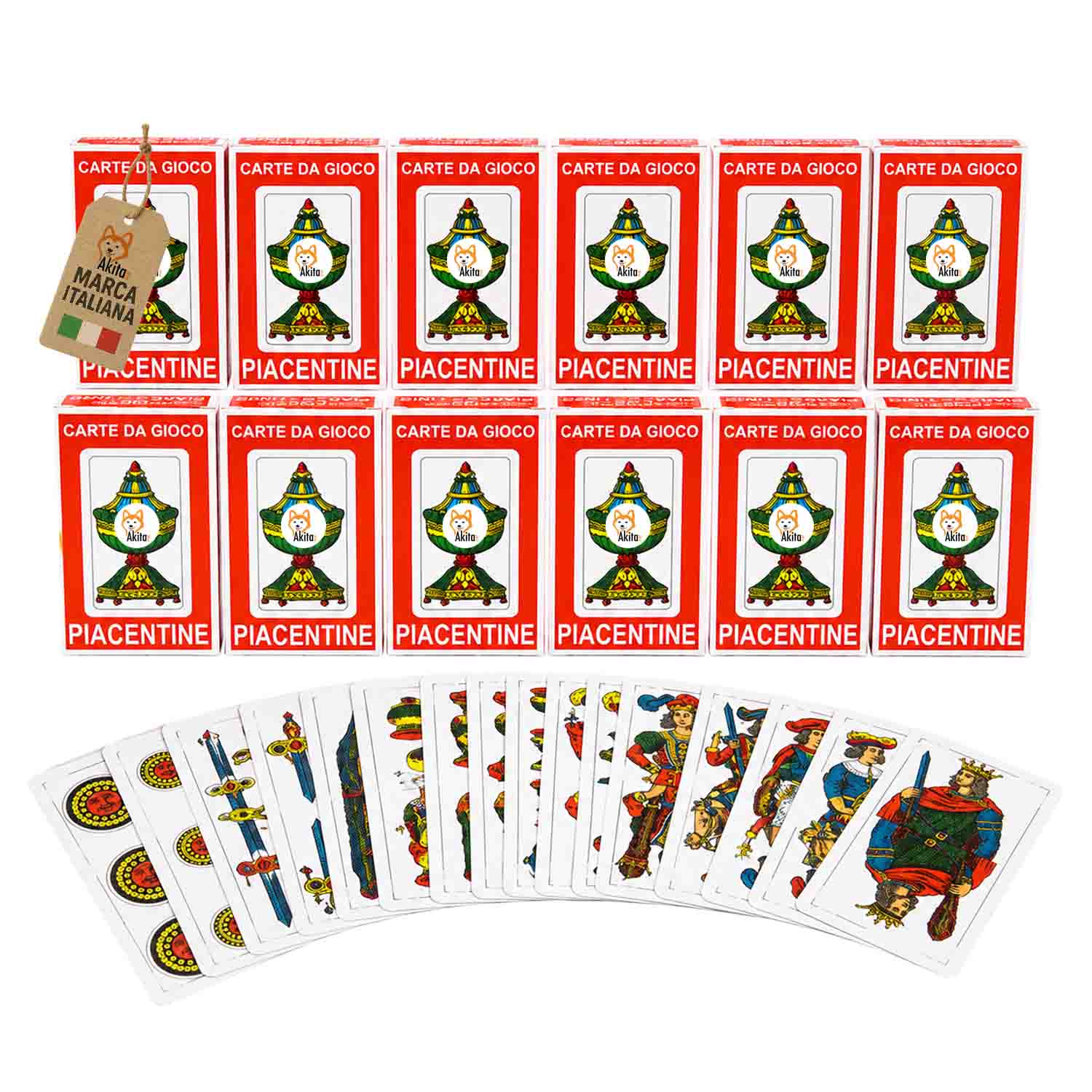 Akitaink 12 mazzi carte piacentine plastificate da gioco.