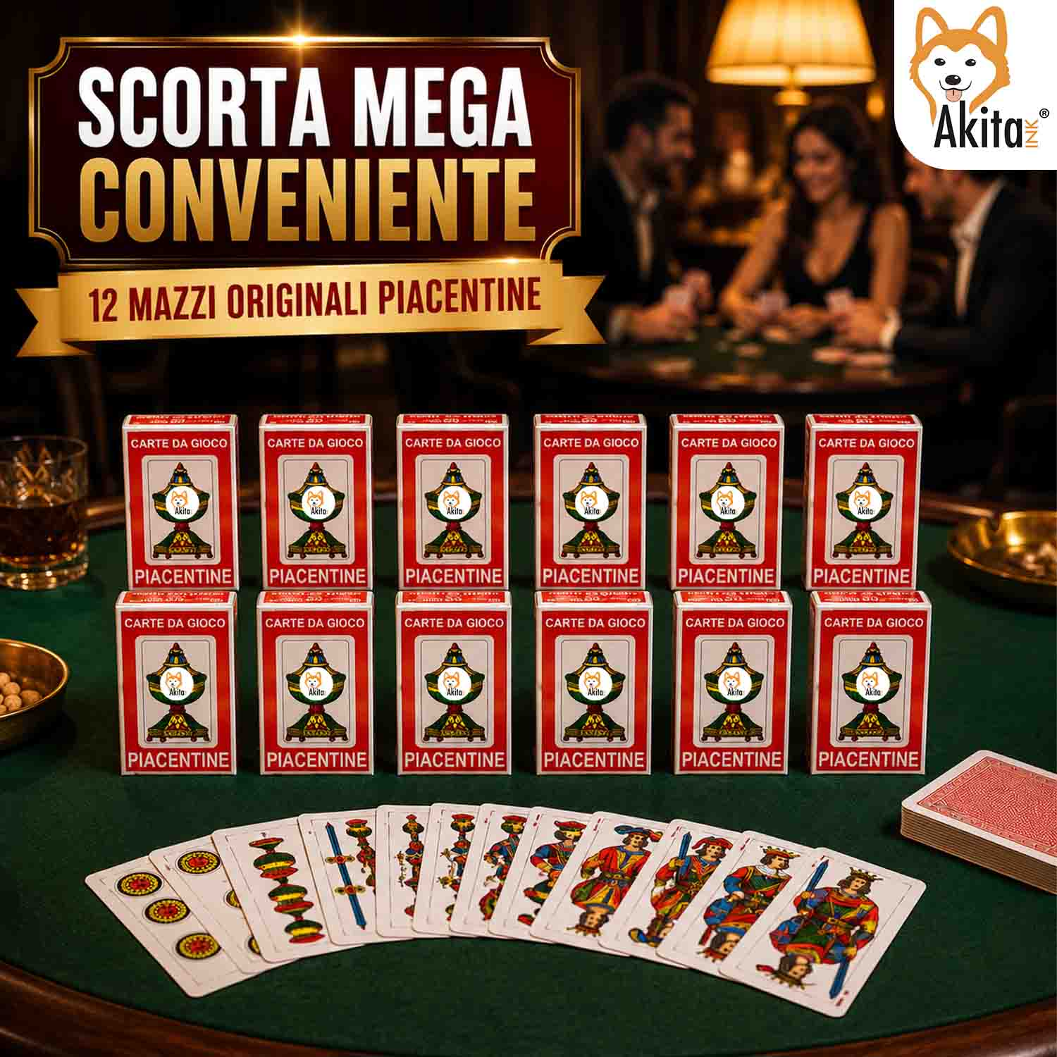 Akitaink 12 Mazzi Carte Piacentine Plastificate da Gioco foto 3