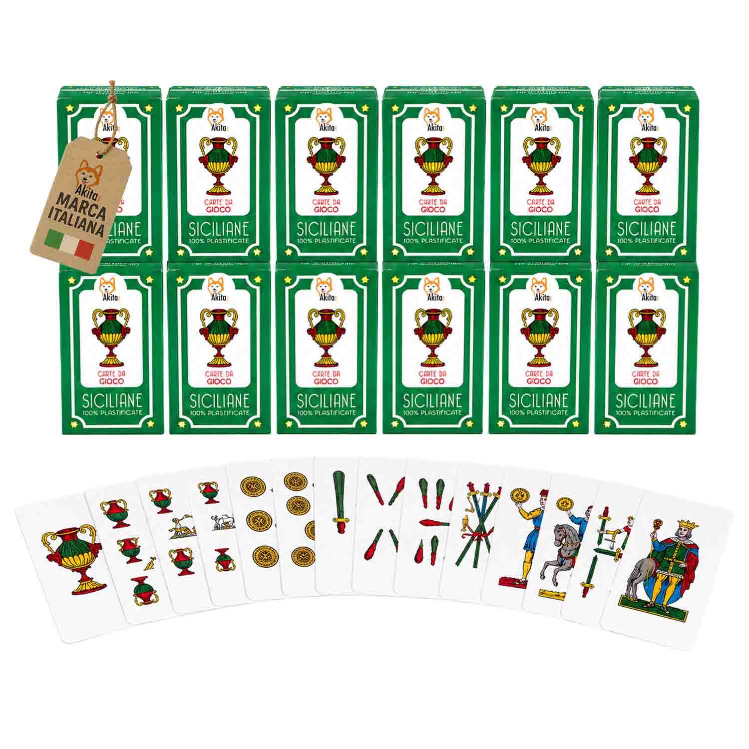 Akitaink 12 Mazzi Carte Siciliane Plastificate da Gioco foto 2