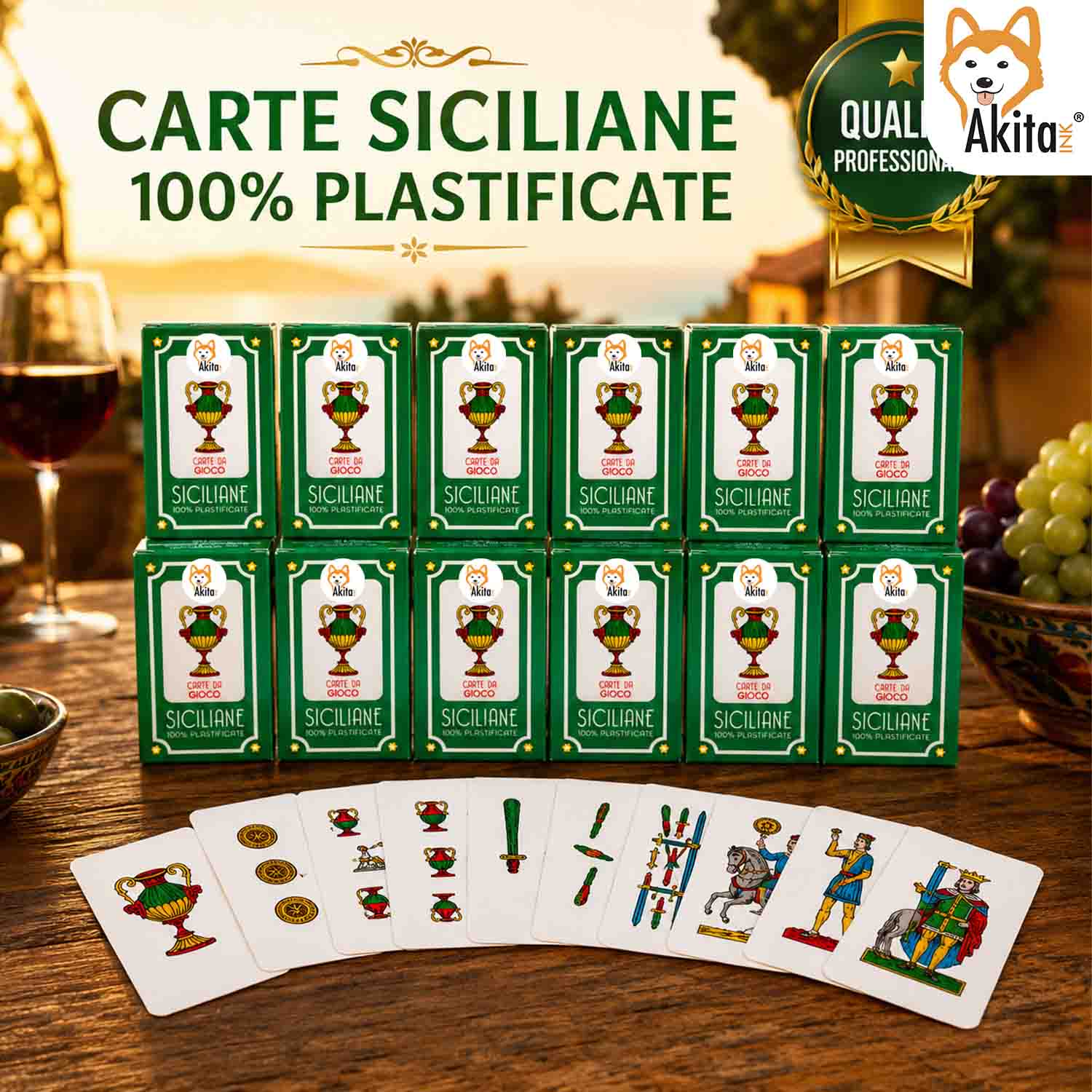 Akitaink 12 Mazzi Carte Siciliane Plastificate da Gioco foto 3