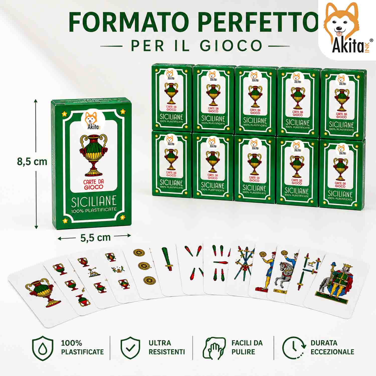 Akitaink 12 Mazzi Carte Siciliane Plastificate da Gioco foto 6