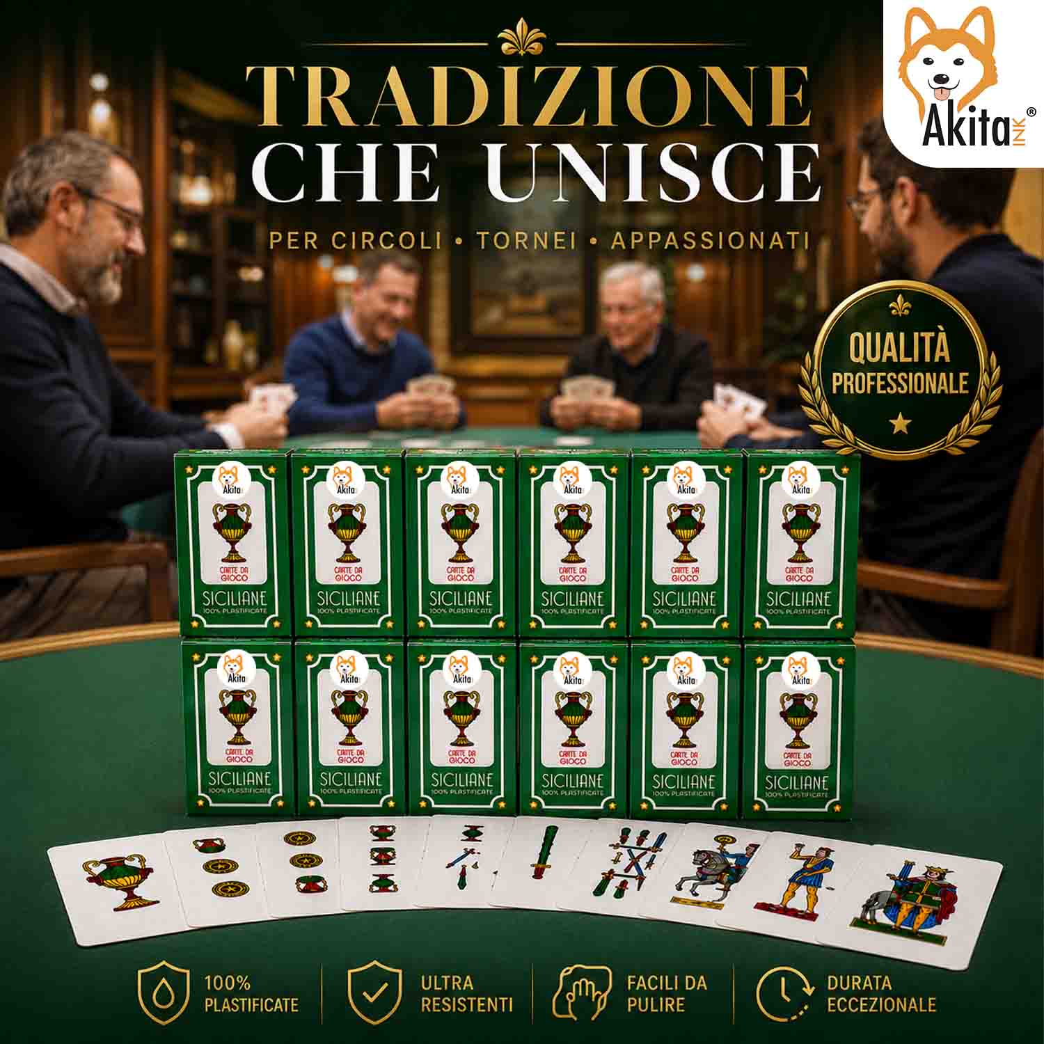 Akitaink 12 Mazzi Carte Siciliane Plastificate da Gioco foto 5