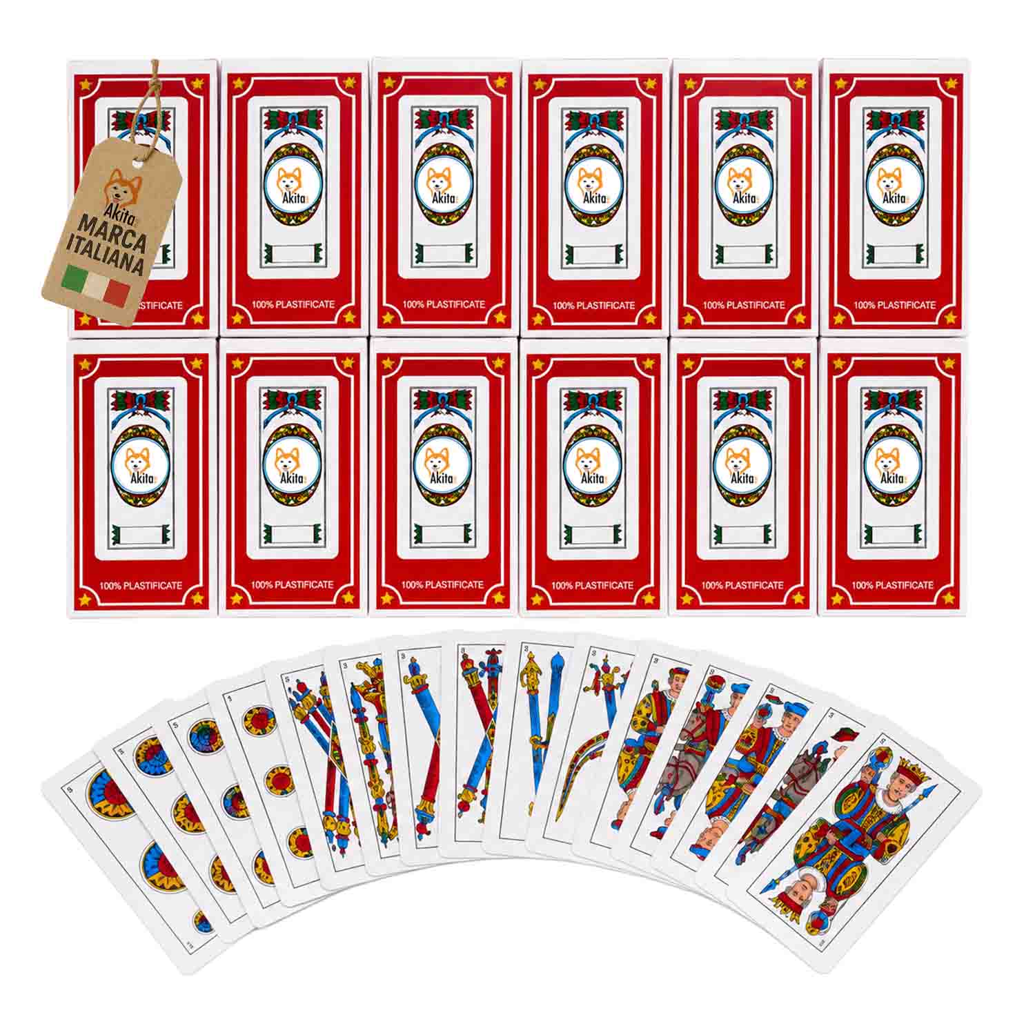 Akitaink 12 Mazzi Carte Trevisane Plastificate da Gioco foto 2