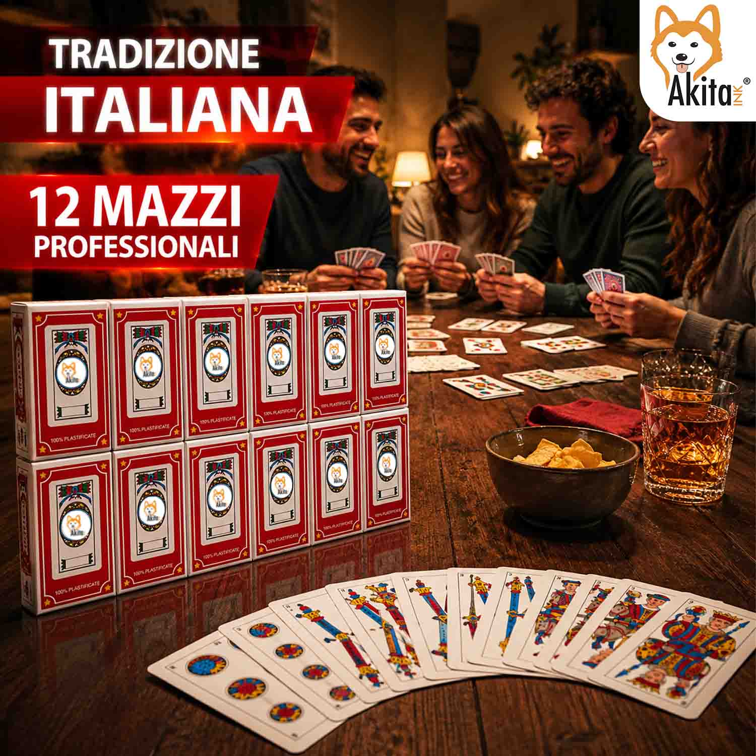 Akitaink 12 Mazzi Carte Trevisane Plastificate da Gioco foto 4
