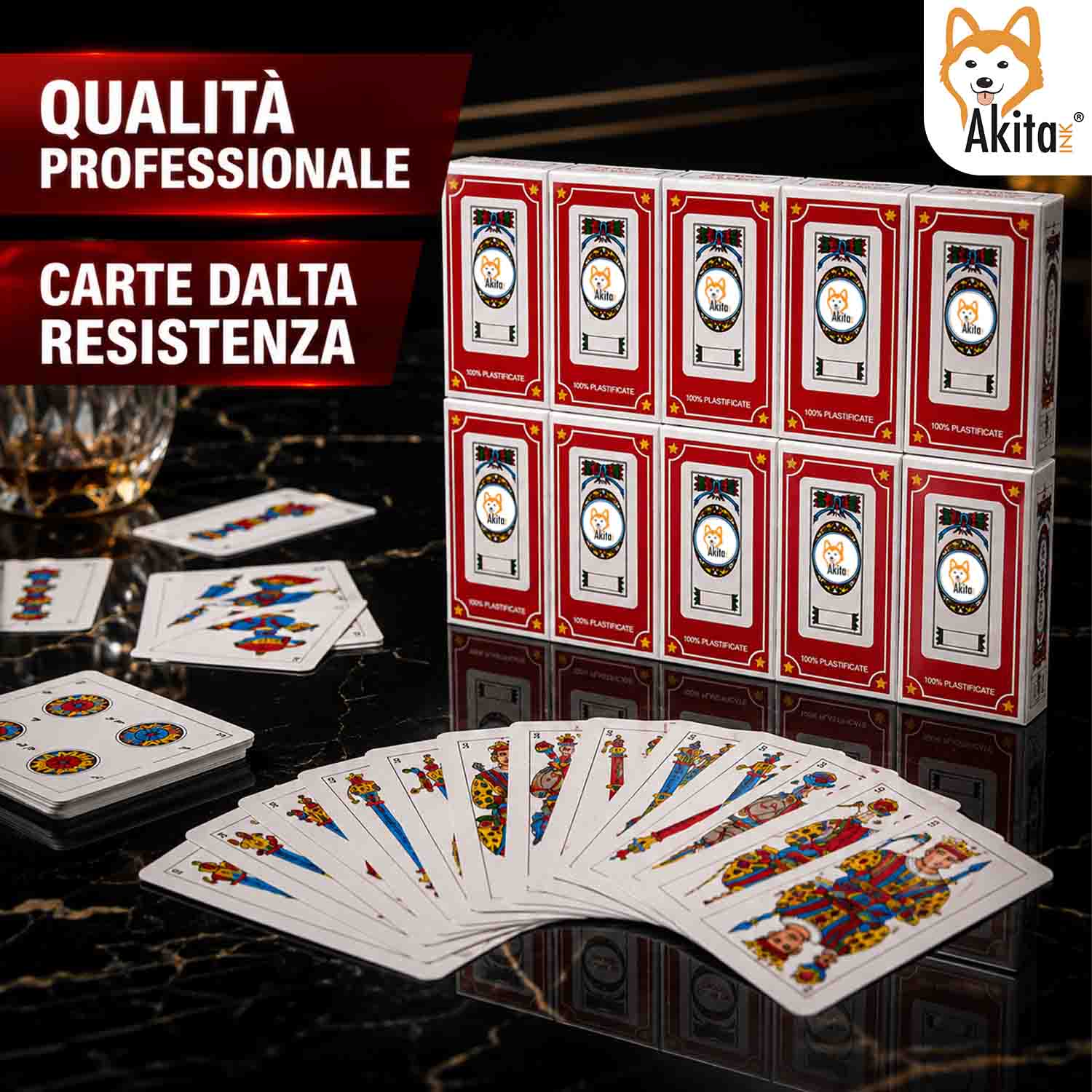 Akitaink 12 Mazzi Carte Trevisane Plastificate da Gioco foto 3