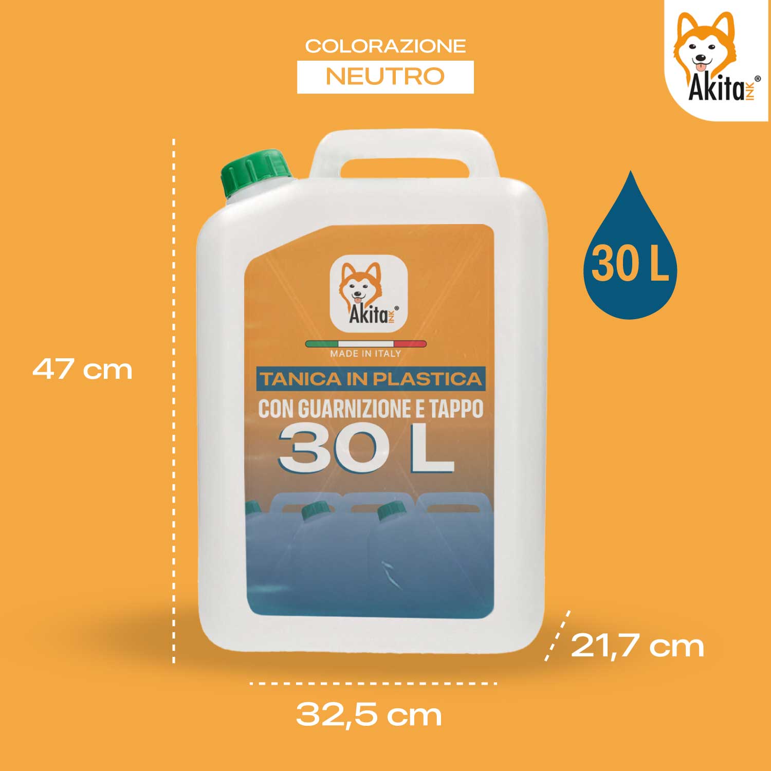 Tanica plastica 30 litri, Fusto con tappo ermetico e manico foto 3
