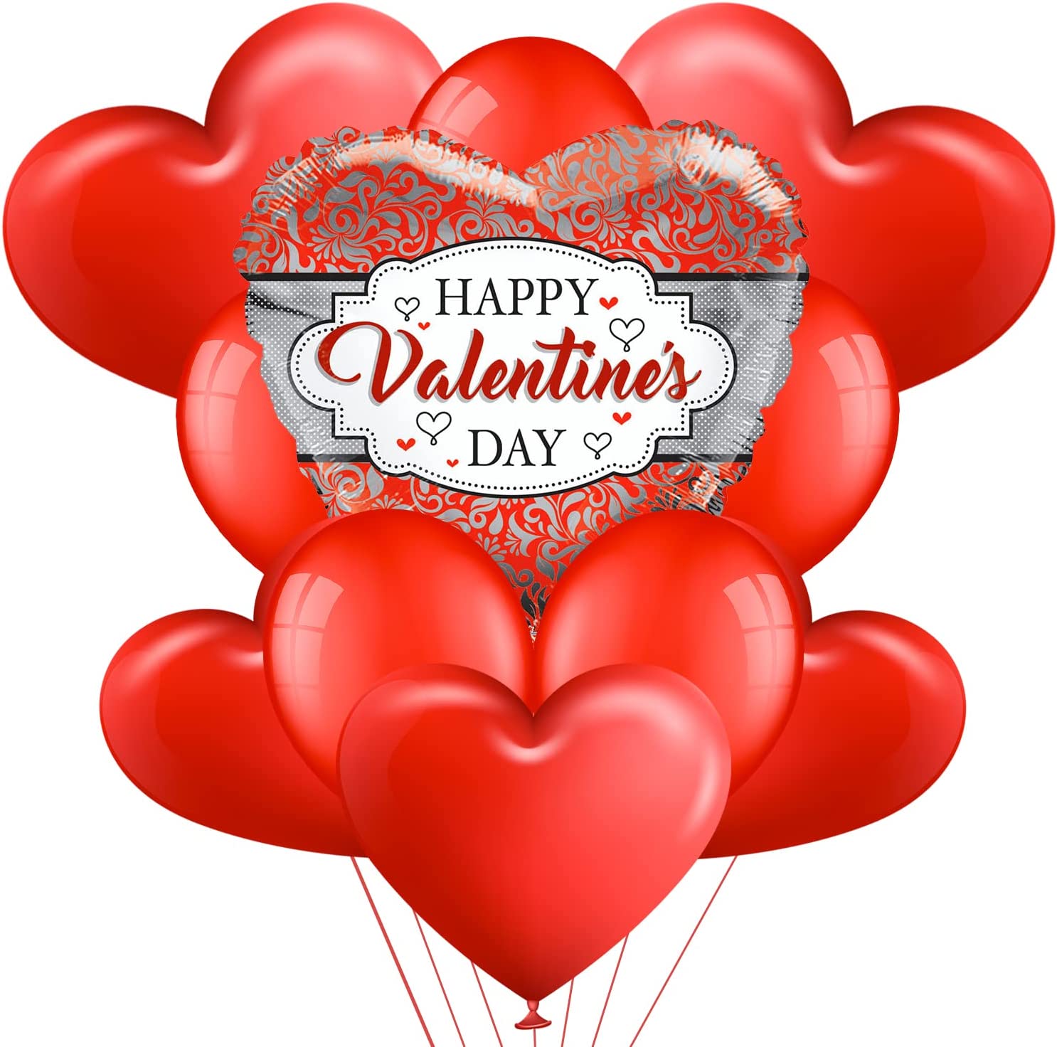 Palloncino Cuore Rosso e Argento Happy Valentine's Day 18