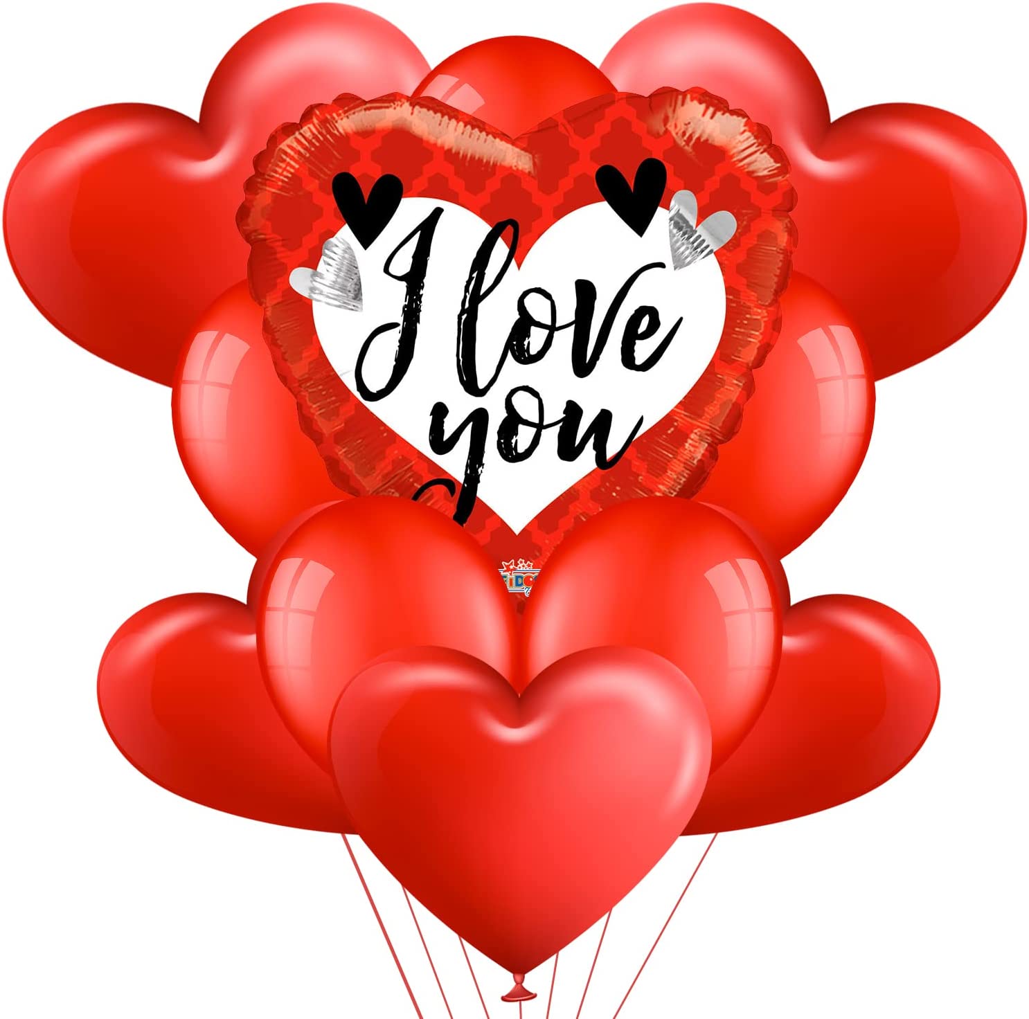 Palloncino a cuore Rosso e Bianco con testo I Love You nero 18 foto 2