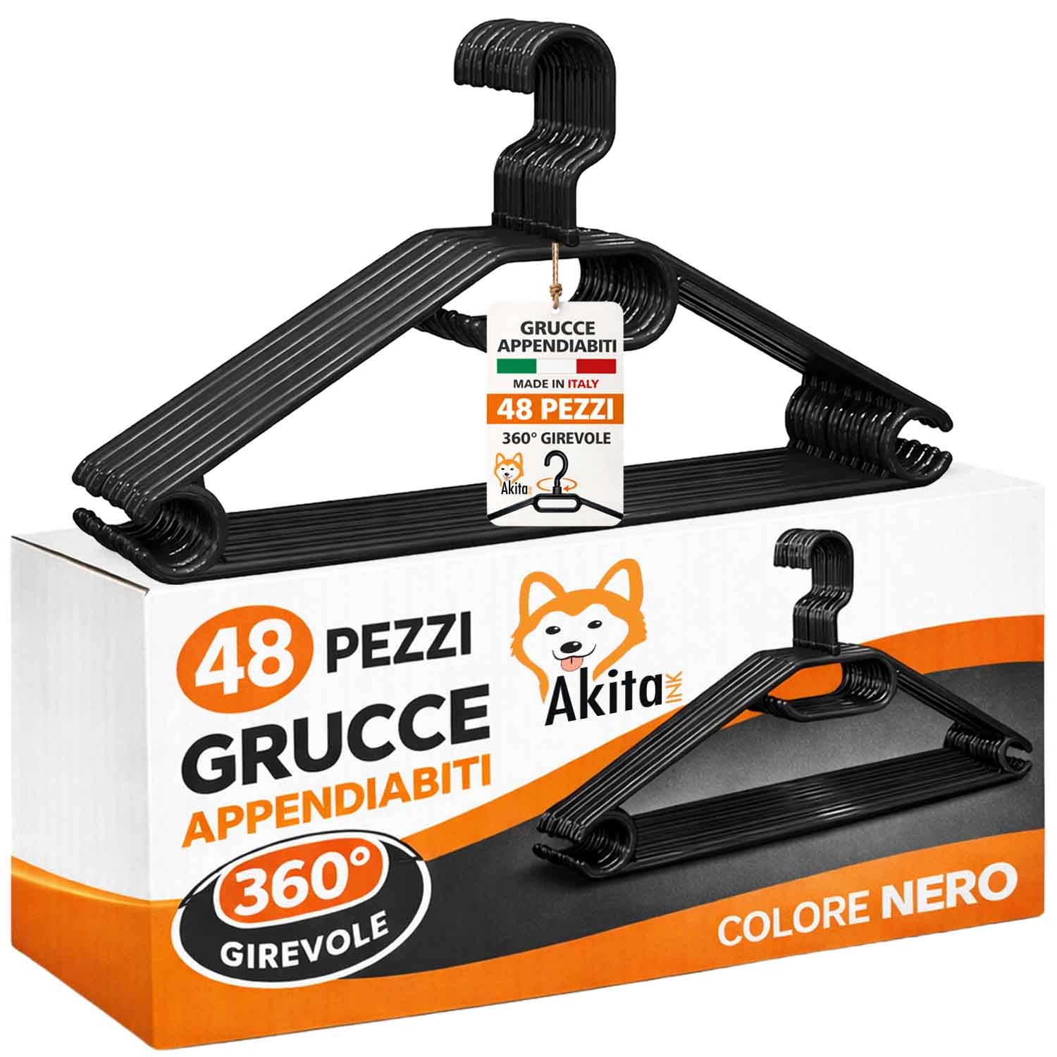 Set 48 Grucce in Plastica Nero Gancio Girevole 360 foto 2