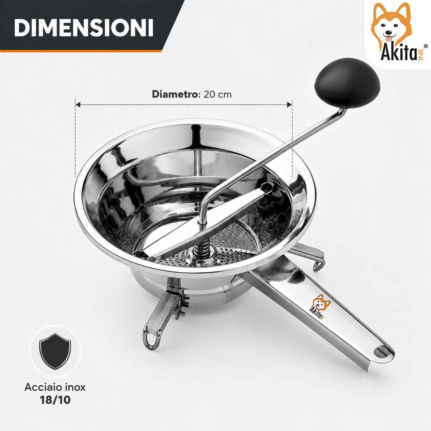 Passatutto Acciaio Inox 20 cm con 3 Filtri foto 4