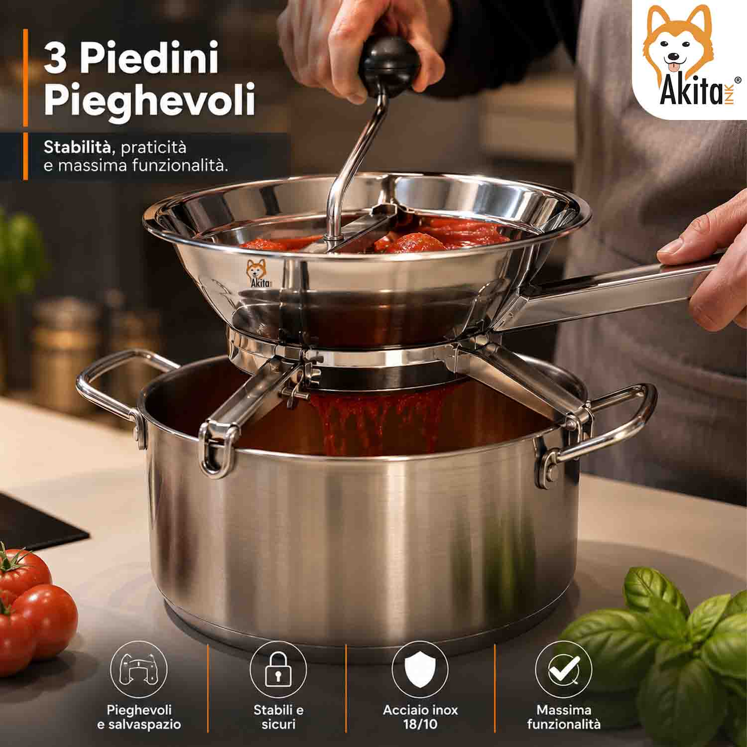 Passatutto Acciaio Inox 20 cm con 3 Filtri foto 5