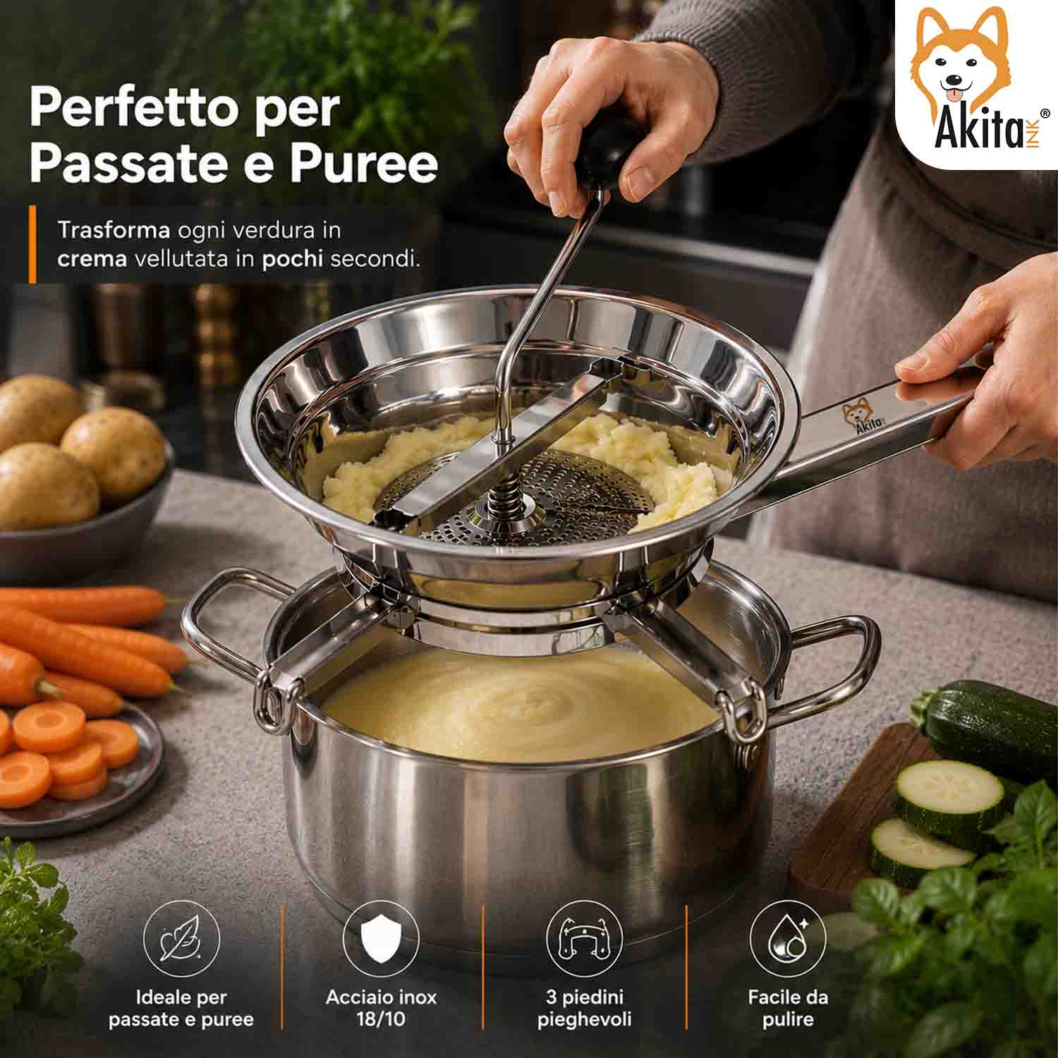 Passatutto Acciaio Inox 20 cm con 3 Filtri foto 6