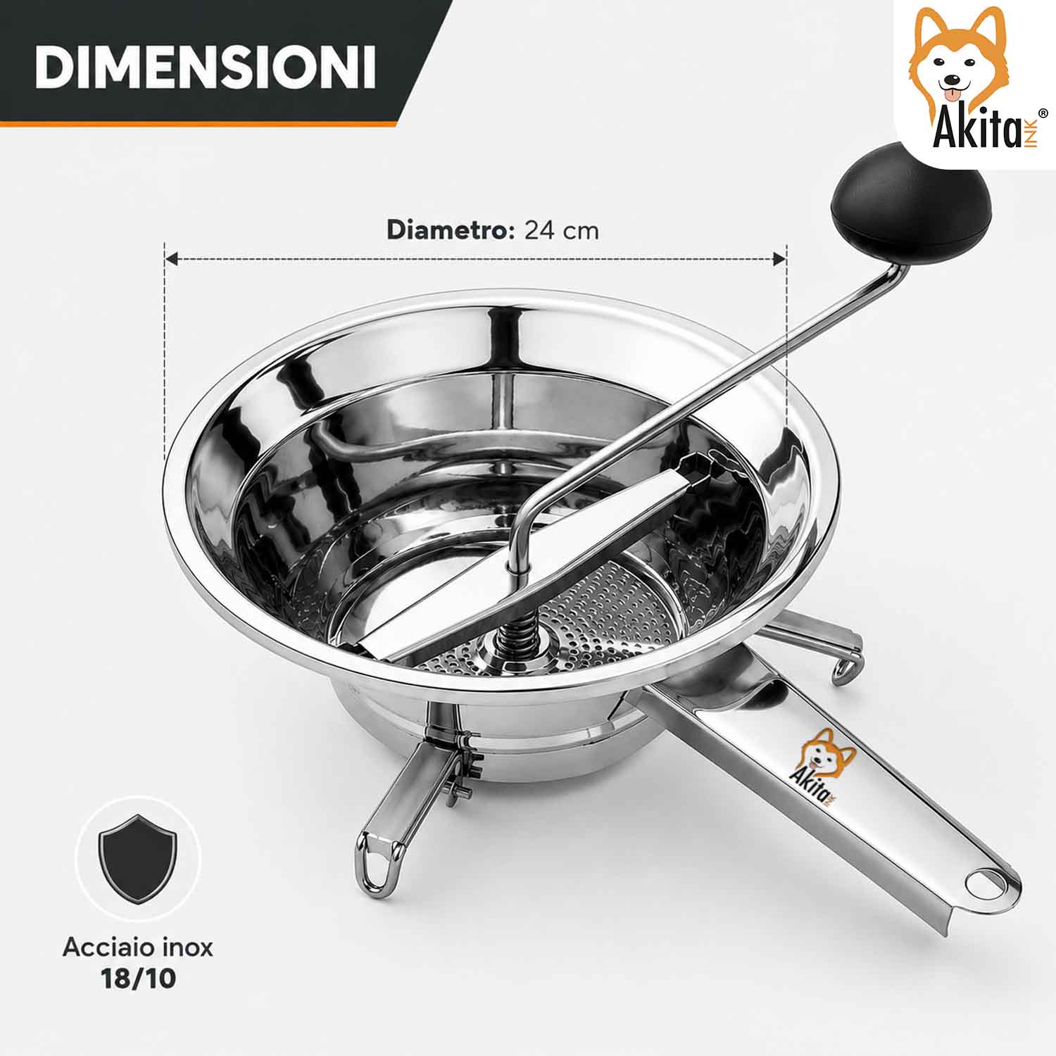 Passatutto Acciaio Inox 24 cm con 3 Filtri foto 4