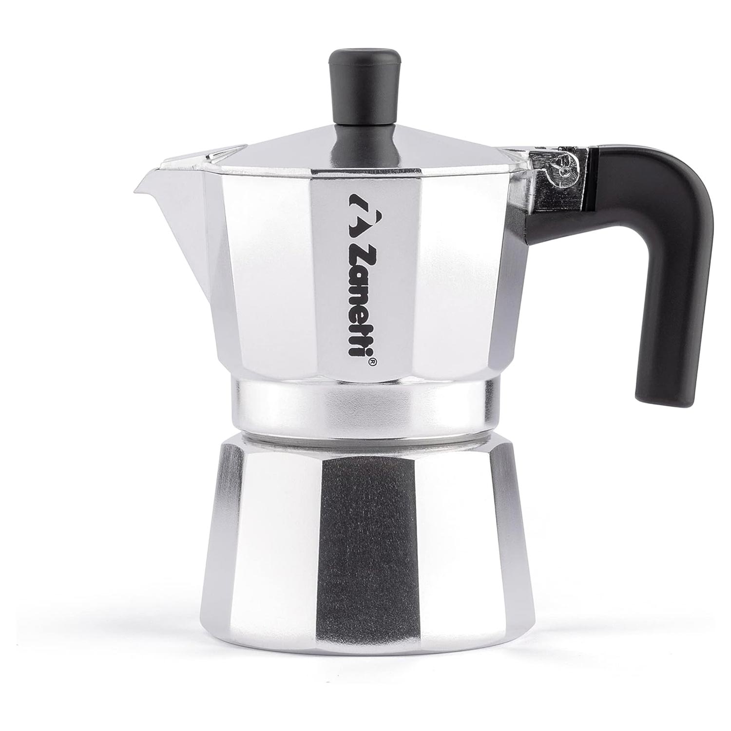 Moka zanetti mama 2 tazze alluminio nero antigoccia.