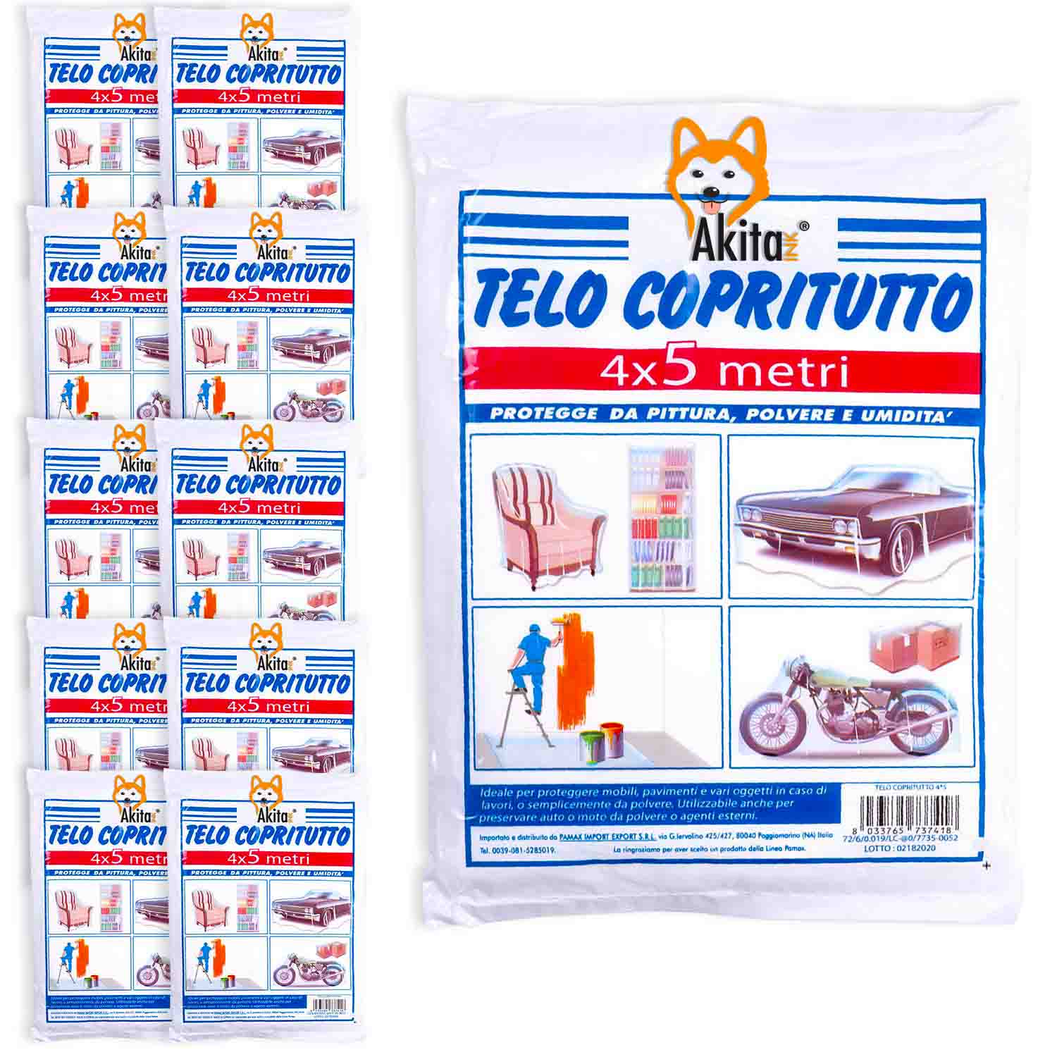 Telo Copritutto 10 PZ 4x5m AkitaInk Protettivo Multiuso foto 2