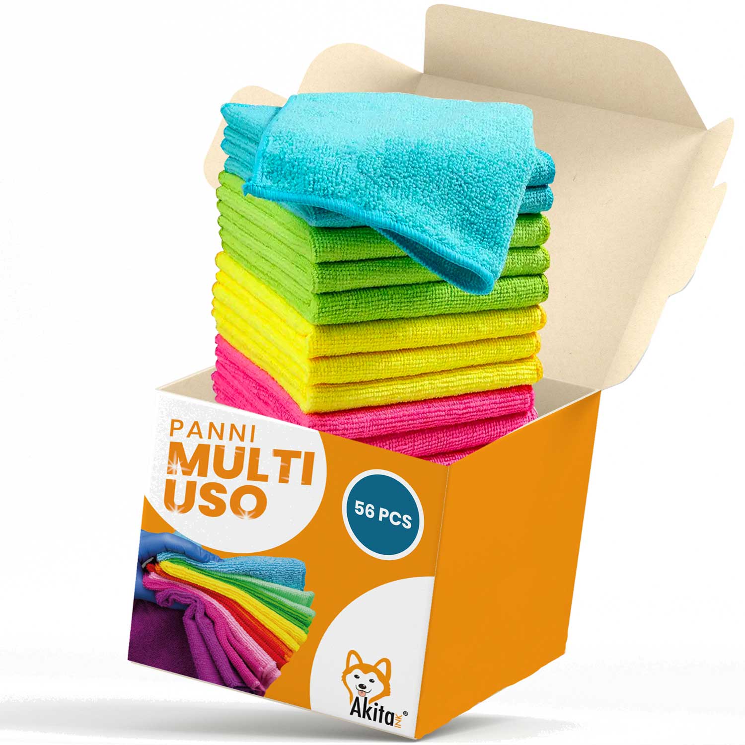 Akitaink - 56 panni microfibra colorati, Lavabili in Lavatrice, Riutilizzabili, foto 2