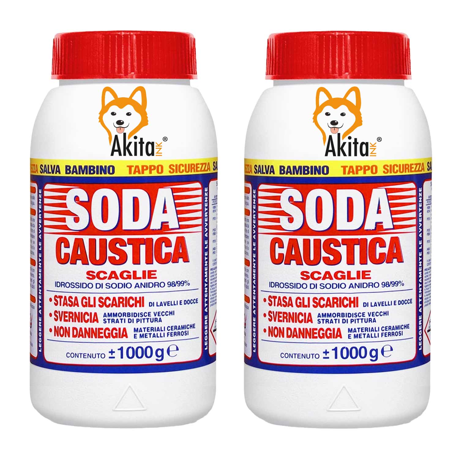 Akitaink soda caustica a scaglie per uso industriale e domestico 2 KG foto 2